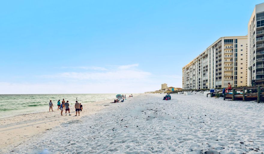 BEACHFRONT LIVING & UNBEATABLE CONVENIENCEImagine waking up to 500 lf of pristine, private sugar-white sand beach right at your doorstep! Welcome to Shoreline Towers, a landmark community in the heart of Destin that offers an unparalleled coastal lifestyle.   This spacious 2-bedroom condo is your gateway to resort-style living. This resort boasts an impressive array of amenities designed for relaxation and recreation. Dive into the seasonally heated community pool, challenge friends to tennis or pickleball, or maintain your routine in the well-equipped fitness center. Enjoy leisurely evenings at the BBQ and picnic areas overlooking the serene community lake, or gather with friends and family in the spacious clubhouse.