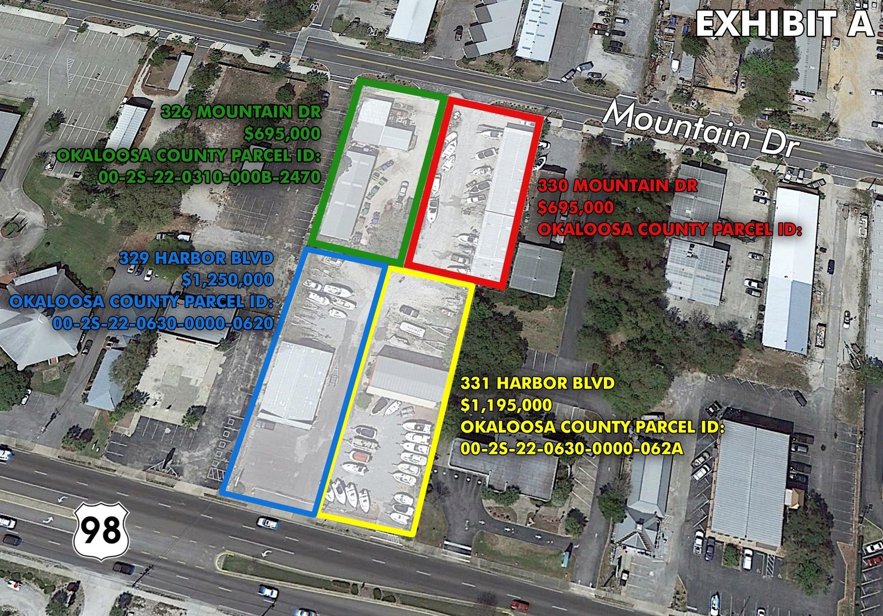 Approximately 4,500 square feet of commercial space allocated in a freestanding building on approximately .49 acres, located on Mountain Drive in Destin, Florida, zoned North Harbor Mixed-Use. The current use is auto and boat repair. Please make note of the contiguous parcel with like-kind use located on 326 Mountain Drive, as well as two freestanding retail buildings located at 329 & 331 Harbor Boulevard, also offered for sale. Buyer must verify all information and specifications.