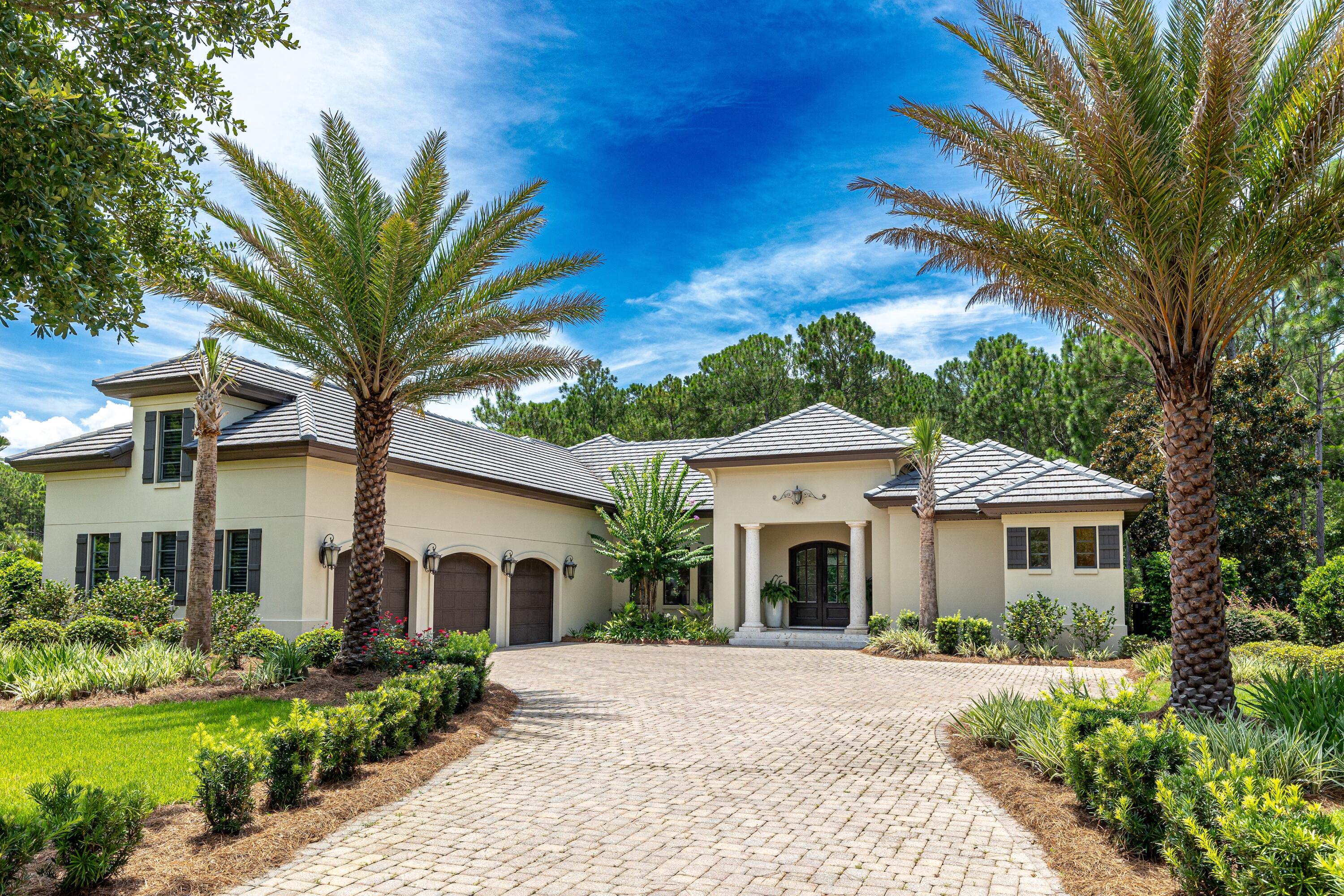 Stunning and distinct Boswell-built home, located in the security controlled golf community of Burnt Pine. This estate boasts 3,844 sq. ft. of indoor space, plus 904 sqft of outdoor living space, all on a .9-acre lot. Most of the living space is on the 1st floor while a private bedroom & bath occupy the 2nd level. It features a 3-car garage, a screened-in heated saltwater pool with elegant safety fencing, and an inviting lanai with a fireplace, TV, and summer kitchen. This home has been meticulously maintained with exterior paint, roof tile cleaning, new 2018 & 2019 HVAC systems, newly re-plastered pool, pump, salt cell, and fencing. No expense was spared in creating a dream kitchen featuring an island with a wine fridge, quartz countertops, Wolf double ovens and gas stovetop.