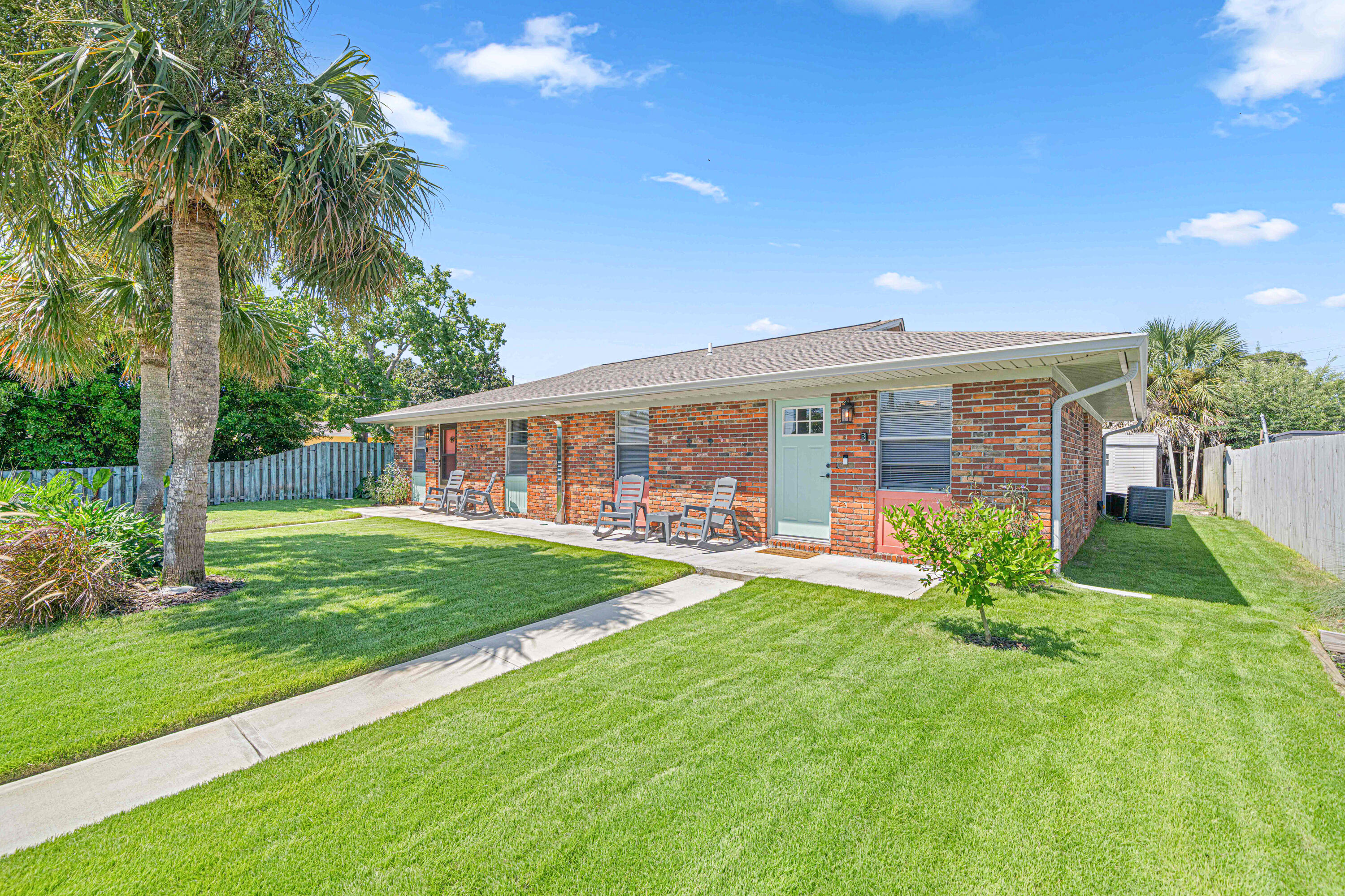 Remodeled Duplex--Walk to the Beach! Just a 12-minute stroll to the turquoise waters and sugar-white sand, this beautifully updated duplex offers the perfect combination of coastal living, location, and investment potential. Each side of the property is nearly identical, featuring 2 spacious bedrooms and 1 full bath (totaling 4 bedrooms and 2 baths across the entire building). Both units have separate electric meters and their own laundry rooms with washers and dryers. The kitchens and bathrooms have been upgraded with granite countertops, and Unit B includes new stainless-steel appliances and new wood laminate flooring throughout. Unit A features ceramic tile in the kitchen, bath, and living room. Both units have been freshly painted. Enjoy relaxing on the front porch, or unwind in the private fenced backyards for each unit.
This duplex is packed with updates, including a new roof installed in 2021, a new water softener with Flo by Moen leak detection and auto shutoff system and all new plumbing, drain lines, and faucets throughout. The property is connected to city and water and sewer, requires no HOA dues, and is located in Flood Zone X --where flood insurance is not required. Zoned multi-family with short-term rentals allowed, it also offers flexible parking, giving you the option to keep a boat, RV, or trailer on site.
Beyond the property, you'll love being close to all that Panama City Beach has to offer. Just a 5-minute drive away, you'll find the vibrant Pier Park shopping and dining district, exciting entertainment at Dolly Parton's Pirate Voyage Dinner & Show, and plenty of recreation at Frank Brown Park with it's sports field, aquatic center, walking trails, and community events.
Located on the desirable and quiet west end, just minutes from Inlet Beach and Watersound, this property is fully furnished and move-in ready. Live in one unit and rent the other, or use both as income-producing rentals--the possibilities are endless! Schedule a showing today! Buyer to verify all information in listing.