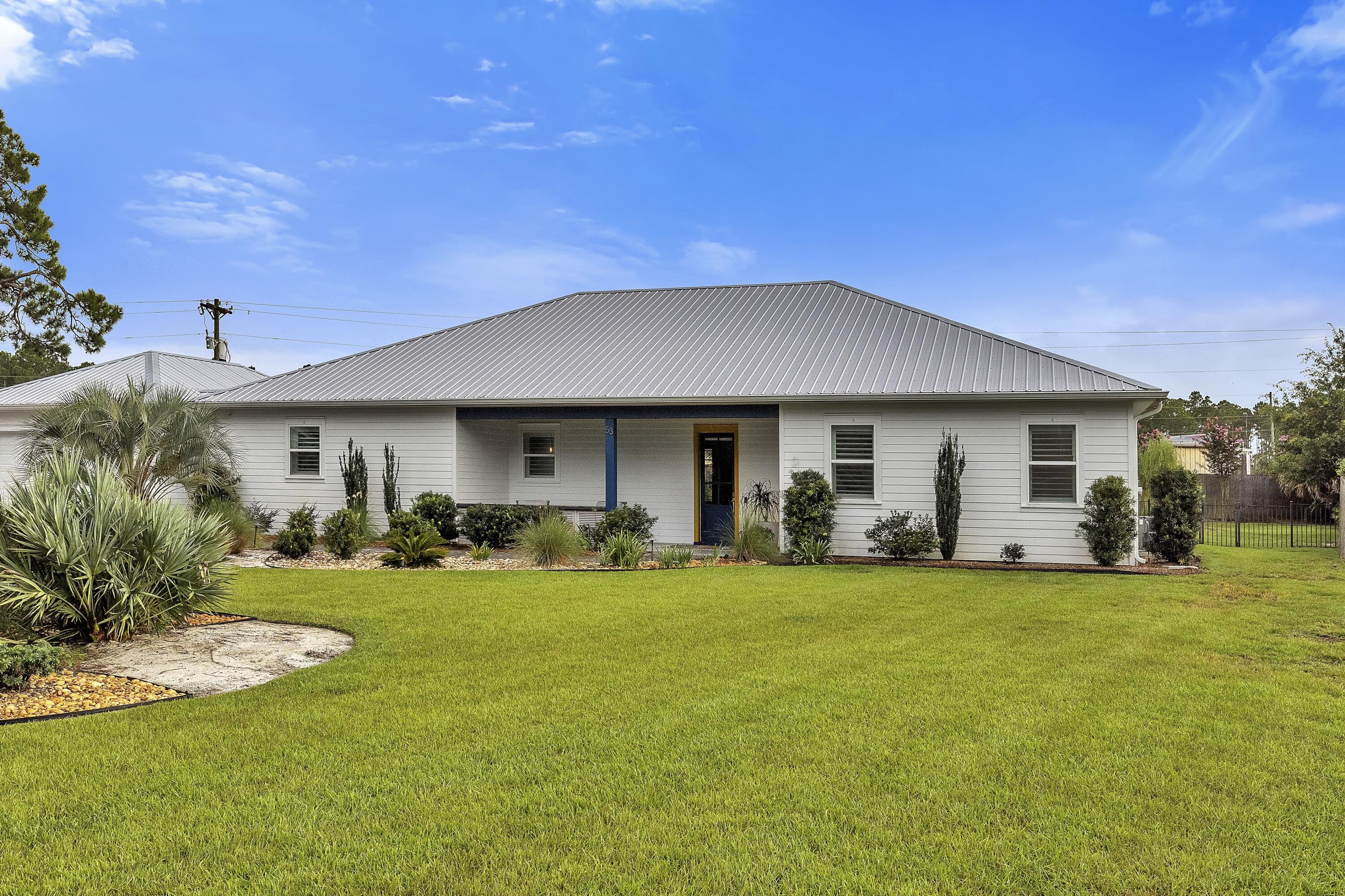 This contemporary, single story home sits on more than a half acre lot and conveniently located just off Hwy 98 and just 2 miles from the West Allen Loop beach access. One owner with multiple builder upgrades and the owner continued to add additional amenities and features/upgrades: marble bathroom floors, custom Italian marble back splash, custom kitchen cabinet drawers, enhanced lighting and security (ring doorbell) , Bertazzoni kitchen, upgraded master bath plumbing fixtures, spray cell installation, gutter guards, beautifully landscaped with built in pool and fenced in back yard with adjacent outdoor covered patio and motorized screens to extend your outdoor living. Intimate neighborhood, no through traffic AND, No HOA .. Have to see this gorgeous home with luxury upgrades