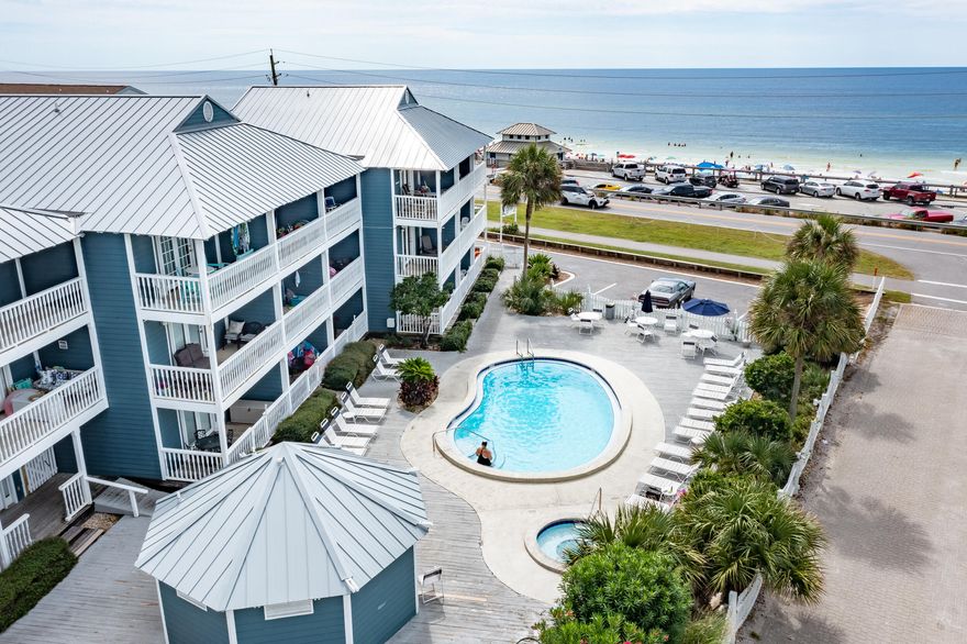 The best unit location in the building is waiting for you! It is your chance to create lasting memories with your friends and loved ones when you purchase Summer Breeze 301A. This top floor end corner unit is tastefully decorated and offers gorgeous views of the Gulf of Mexico and the community pool. The unit features built in hall bunks, updated bath, spacious kitchen, and open floor plan. Extra windows create natural lighting and beautiful gulf views. Perfect for vacation rental or second home usage. Property features a community swimming pool and hot tub, as well as easy public beach access to the Gulf of Mexico and white sandy beaches along with Pompano Joe's, which are directly across the street plus access to the pedestrian path that runs the entire length of Scenic 98!