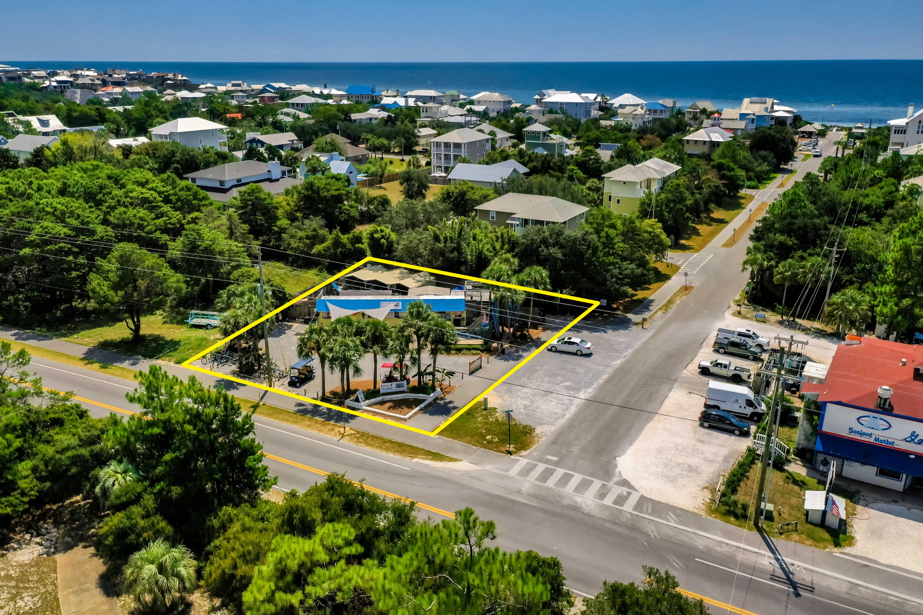 Exceptional commercial, corner parcel on Scenic 30A in Blue Mountain Beach, Florida! Currently leased to a tenant operating a beach and bike rental business, coupled with the sale of ice cream. The site is well-positioned to capitalize from its close proximity to one of 30A's most accessed public beach parks. Please inquire for further details.