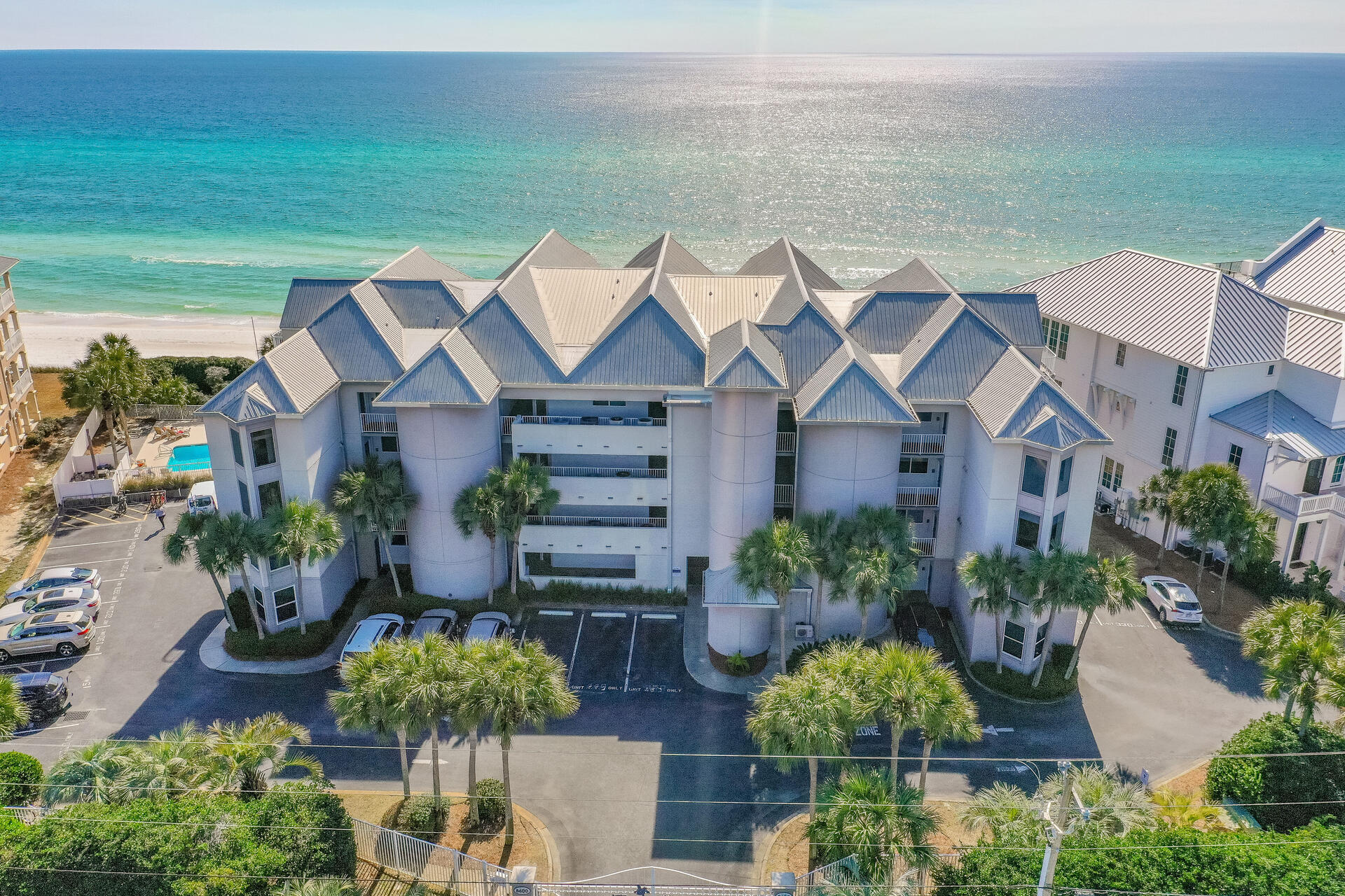 PRICE IMPROVEMENT!  Well maintained, one owner, 3BD, 3 BA Two-Story Gulf Front Penthouse Condo has just been reduced by $375,000... A 16.5% PRICE ADJUSTMENT!Tranquillity On The Beach is located on the East end of Highway 30A.  Stunning views of beautiful Emerald Coast throughout condo.  Will make the perfect beach home or investment property. Front bedroom overlooks 30A and has ensuite bathroom with laundry closet. Second bedroom is spacious with ensuite bathroom. Stunning master suite on second floor has breathtaking views of the gulf and private balcony. Ensuite bathroom features a double vanity and jacuzzi tub. Deeded parking and plenty of private guest parking. Beachside community pool and private beach access.
