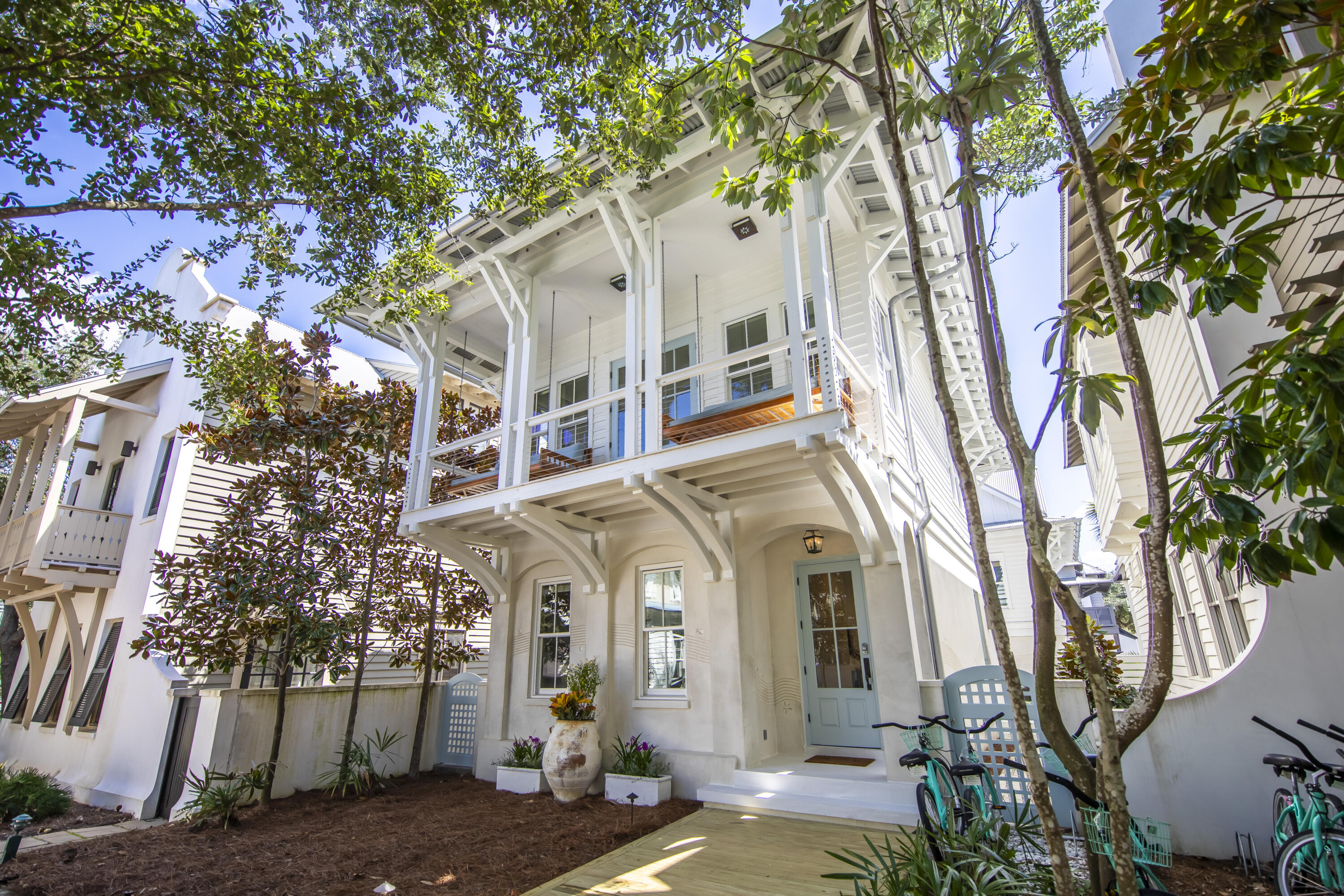 PHOTOS COMING SOON and we can't wait for you to see! Located in the heart of Rosemary Beach, this charming cottage sits right on the boardwalk. With stunning recent improvements, it's nothing short of the perfect beach home for ready for new families to enjoy. Offering three living spaces in the main house provides room for everyone to have their own lounge areas. Bedrooms on each floor allows for privacy and the perfect setup for multiple families vacationing together. A king bedroom and a bunk room on the main both with en-suite baths, king bedroom on the second floor with en-suite and two king bedrooms on the third that share a large double vanity bathroom. The main house has been freshly painted with other cosmetic improvements that will make you happy to be here! Across the inviting courtyard the carriage house contains two bedrooms and two full bathrooms with a full kitchen and large living space... one of the best carriage setups in town! Remember... all boardwalks lead to the beach! Allow us to welcome you in and share what a fun beach house in our perfect town can do for your family!