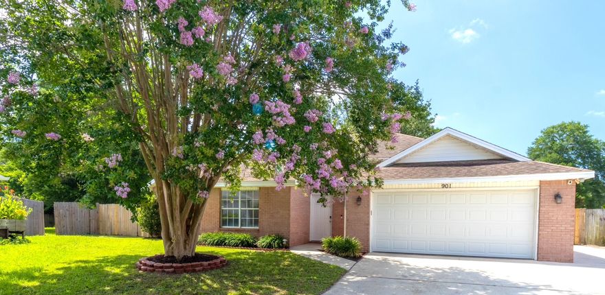 Welcome to your dream home in the highly sought-after Mills Landing neighborhood of Fort Walton Beach! This stunning 4 bedroom, 2 bathroom residence offers 1,789 square feet of comfortable living space with a range of modern updates and renovations.  Enjoy cooking in a beautifully renovated kitchen featuring granite countertops and stainless steel appliances; cozy up by the wood-burning fireplace and take in the clean and inviting atmosphere throughout this freshly painted home. Each bedroom is generously sized with large closets, offering ample storage space. Upon entering the backyard, be prepared to be stunned by the size of your own personal oasis!  This backyard would be perfect for entertaining or to create your own backyard retreat with privacy fencing and a well irrigation pump! Rest easy knowing that a brand new 40-gallon electric water heater with Tank Guard and Smart Technology has been installed and that the HVAC system was installed in 2017, ensuring efficient climate control throughout the year.  A new roof is scheduled to be installed upon execution of an accepted offer (roofing company has been identified by seller with quotes in hand). The spacious two-car garage features built-in cabinetry and a hurricane-rated garage door. Additional storage is available in the outdoor shed that conveys with the purchase of the home along with the washer and dryer. Three camera Ring security system easily transferable to buyer! Enjoy easy access to both Eglin Air Force Base and Hurlburt Field, along with local schools, parks, shopping, and dining options. Fort Walton Beach offers easy access to beautiful beaches and outdoor activities. Don't miss the opportunity to own this beautifully updated home in Mills Landing; schedule a showing today and experience the best of Fort Walton Beach living! *Please request to review survey for lot line clarification/confirmation*
