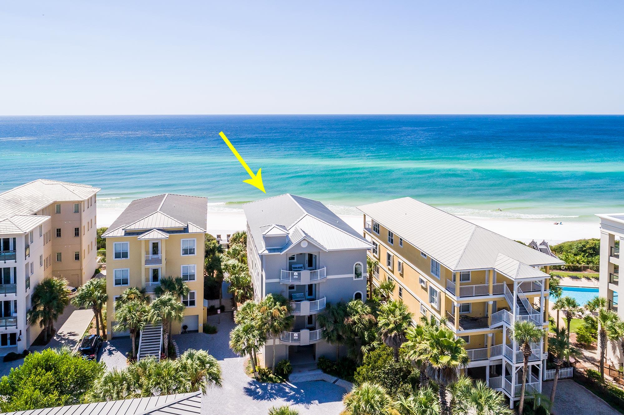 Spacious gulf front condo tucked away in a small gated community in the center of Seagrove Beach. This beach home has many features including 200 year old antique reclaimed hardwood flooring throughout. Gourmet custom kitchen with professional grade Subzero appliances, granite counter space and custom wine fridge. Large bedrooms with a bunkroom Very private and gated. Great opportunity to own your beach retreat in Seagrove Beach.