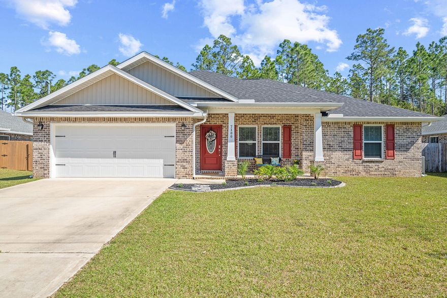 Looking for a beautiful with an Assumable VA loan at unbelievable 2.75% rate? Better than new! This home has been immaculately maintained and is just 3 years old. Built by Herbst Homes which means it included lots of extras and it is more like a semi-custom home. Definitely not a production builder home. Solar Panels recently installed approx $26,000.00 It is a 11.445Kw System (29 Panels) Seller will pay off at closing! Electric bill under $25/mo. What a great savings for new buyer! Great curb appeal and sitting on just under a ½ acre lot at .48. Step inside and you will begin to notice the upgraded features. Large living room with vaulted ceiling, ceiling fan with light and additional recessed lighting. Luxury vinyl flooring in light gray and perfect color paint add to all the natural light. Floor plan is open with the sharp white kitchen in view from your living area. Kitchen features a large island with breakfast bar pendant lights and granite counters. Stainless appliance package and hardware on the cabinets. Staggered cabinet heights and crown molding dress up the kitchen nicely too. Large dining area just off to the side with chandelier. Indoor laundry room also has lots of pantry shelving for food and small appliance storage. Glass French door leads you out to the back patio! The primary bedroom has a lighted trey ceiling, ceiling fan with light, and recessed lighting. Ensuite bath features granite double vanity, linen closet, framed mirrors, light fixtures, tiled shower with glass tile accents and shampoo niche. Someone will be enjoying the custom closet features in the primary walk in! So many great details in this home included. Nice size additional bedrooms have ceiling fans with lights as well. Arched doorway leads to the bedroom hallway is a nice touch. Guest bath with granite counters, framed mirror and nice size vanity. The exterior was not left out when it came to upgrades either. Large wooded lot can be cleared but does include a wood privacy fence currently. Gutters on the home and sprinkler system too. Nicely landscaped. Backyard pergola, patio set and umbrella stay for you to enjoy this private yard. Endeaver model kids playset from backyard discovery remains too.New HVAC system installed 2023. No HOA which means no HOA fees! Front door features a combo lock and 2 car garage has a smart garage opener feature. Ring doorbell with stay too for buyers convenience. This home is truly move in ready! Great location minutes from Hurlburt, beaches, and restaurants.