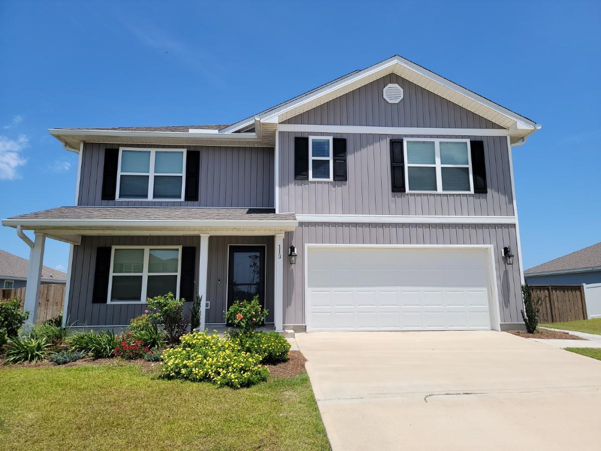 Welcome to this spacious 5-bedroom, 3-bathroom Hayden floor plan, offering 2,568 square feet of comfortable living space in the sought-after community of Hodges Bayou Plantation. Situated on just over a half-acre lot and on a cul-de-sac, this home provides both room to grow and a desirable location. The open-concept design features vinyl plank flooring throughout the main living areas and plush carpet in the bedrooms. The well-appointed kitchen includes ample cabinetry, stainless steel appliances, a large center island, an elegant backsplash, a pantry, and a convenient flow into the dining and living spaces--perfect for entertaining.