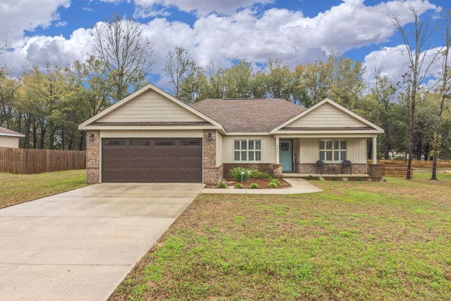 Looking for a better than new home, this 3 BEDROOM 2 BATH HOME IS ON A LARGE FLAT LOT and fully fenced. Seller has added the Fence ($2200), Screen in porch ($7500), Sprinkler system($3500), and Plantation shutters ($2400). Shaker Style Cabinetry, Stainless Steel Appliances, Smooth Top Range, Stainless Steel Dishwasher and Microwave, Mohawk Luxury Vinyl Tile Throughout the Living Room, Kitchen and Bathrooms, Bedrooms have been upgraded Frieze Carpet. Large Open Concept Kitchen and Living Room with Vaulted Ceilings. 2 Car Painted Garage with Automatic Opener. THis home shows like a model home and you will not be disappointed when entering home to view it. Call today to schedule your private viewing.