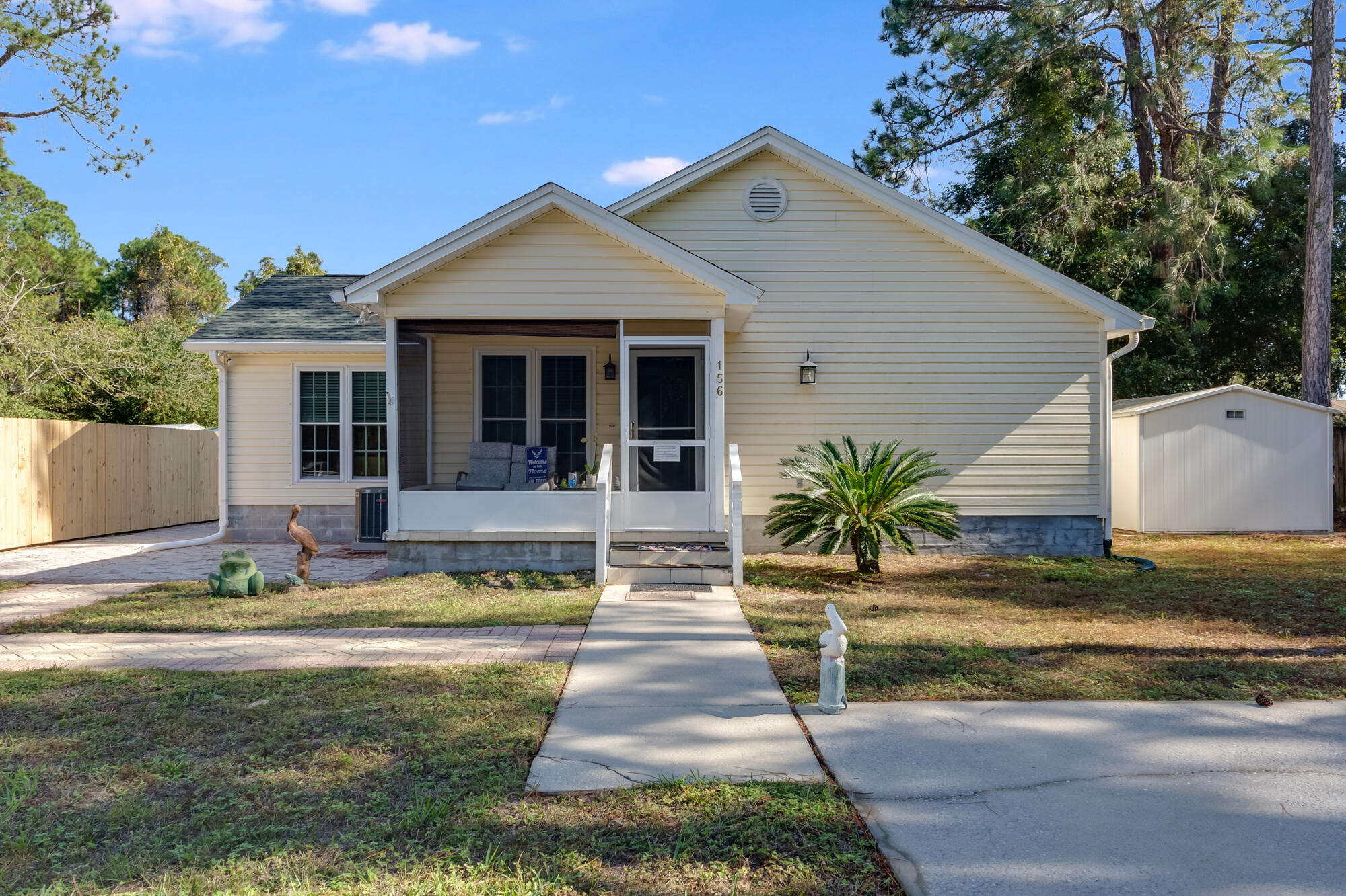 Charming 3-Bedroom Home Near 30A Beaches - Perfect for Coastal Living!Welcome to 156 Winston Manor Road, a delightful 3-bedroom, 2-bathroom home with a flex room or den, offering 1,420 square feet of versatile living space. Situated just across from the stunning beaches of 30A, this property combines comfort, convenience, and an unbeatable location.The open floorplan creates an inviting space, ideal for entertaining or relaxing with family. Recent upgrades include a brand-new water heater and a high-efficiency TRANE 1/2-ton AC unit installed in 2023, along with new insulated windows designed to enhance energy efficiency and comfort. A flex room provides endless possibilities, whether you're looking to create a home office, playroom, or additional lounge area. The outdoor shed offers extra storage space, and the included washer and dryer make moving in even easier.

With no HOA, this home is a fantastic option for a primary residence, vacation getaway, or investment property. Its prime location near the pristine beaches of 30A ensures easy access to outdoor activities, dining, and entertainment. 

Don't miss the chance to make this coastal retreat your own. Schedule your showing today!