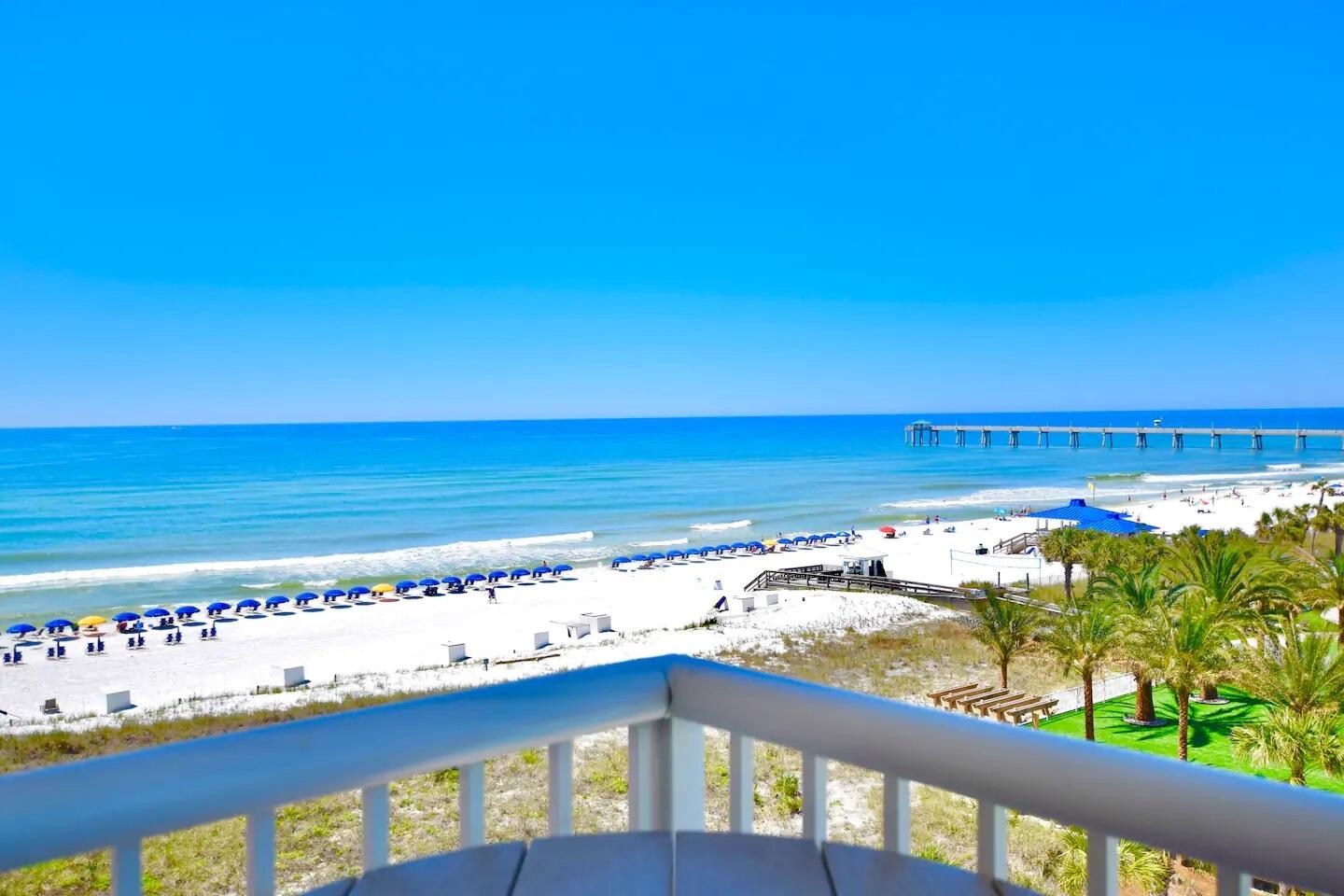 Gulf-Front Getaway with Stunning Views & Resort AmenitiesEnjoy breathtaking views of the Gulf, bay, and four miles of secluded sugar-white beaches from your private balcony overlooking the pool area. This fully furnished unit features a dedicated bunk room and comfortably sleeps six, including a sleeper sofa--perfect for families or rental guests.Interior highlights include:- Tile flooring throughout the foyer, kitchen, master bath, balconies, and exterior walkways- GE Profile appliances- Stackable washer and dryerThe complex offers resort-style amenities:- Multiple pools, hot tub, kiddie pool, and a lazy river (accessible via 3rd-floor footbridge)- Fitness center- Covered parking- Concrete and steel construction built to FWMA codes