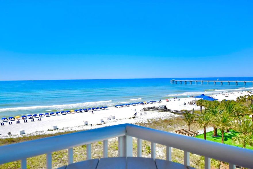 Gulf-Front Getaway with Stunning Views & Resort AmenitiesEnjoy breathtaking views of the Gulf, bay, and four miles of secluded sugar-white beaches from your private balcony overlooking the pool area. This fully furnished unit features a dedicated bunk room and comfortably sleeps six, including a sleeper sofa--perfect for families or rental guests.Interior highlights include:- Tile flooring throughout the foyer, kitchen, master bath, balconies, and exterior walkways- GE Profile appliances- Stackable washer and dryerThe complex offers resort-style amenities:- Multiple pools, hot tub, kiddie pool, and a lazy river (accessible via 3rd-floor footbridge)- Fitness center- Covered parking- Concrete and steel construction built to FWMA codes