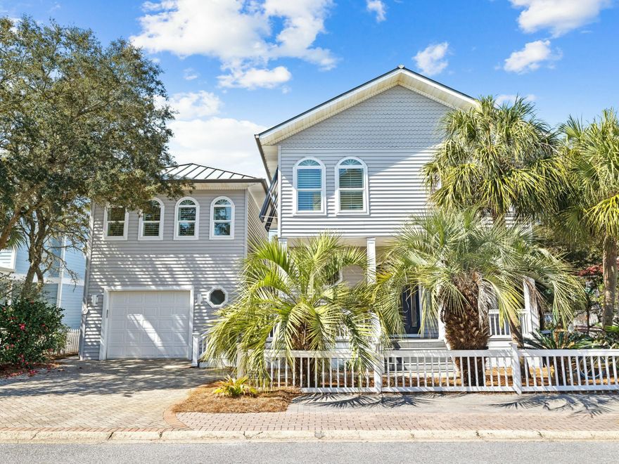 Get ready to enjoy unobstructed Gulf of Mexico views from your master bedroom suite! This property enjoys forever gulf views from the second and third floors of the main house and the carriage house. The large detached garage has a self-contained one-bedroom apartment with a full kitchen on the second floor. Located in the sought-after, private beachfront, gated community of Old Florida Beach, this beach house is just three homes from the beach. The main house has three generously sized bedrooms, each with its own bathroom and a bunk room. The living area opens into a large kitchen/dining area. The home is well built with 9 feet ceilings throughout. The 3rd floor lookout tower has breathtaking gulf views, best enjoyed with a long cool drink as the sun goes down. The private landscaped backyard has mature trees providing dappled shade for barbecues or relaxing after a day at the beach. Old Florida Beach community is located south of 30A directly on a private beach, has heated community pool, Draper lake dock, and 3 private beach accesses. The established neighborhood makes it ideal for full-time residents or as a vacation rental.