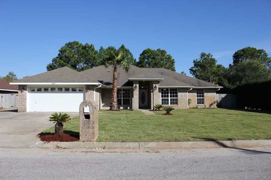 Spacious 4 Bd / 2 Ba home with NEW A/C - HEAT PUMP! NEW CUSTOM MADE KITCHEN!! FRESH PAINT is Move in Ready... Features include split bedroom floor plan with Bonus Room may be used as office or play room. The kitchen has new custom cabinets with granite counter tops & under mount sink & Kenmore appliances. You'll find new carpet through out the bedrooms & new tile flooring in the kitchen, dining room, laundry room, hallway & bathrooms. New light fixtures, ceiling fans have been added & all bathrooms have new toilets, vanities, sinks, mirror & faucets. Additional new features include new water heater, storage in garage as well as laundry room, new irrigation system with new pump & Zoyzia sod.