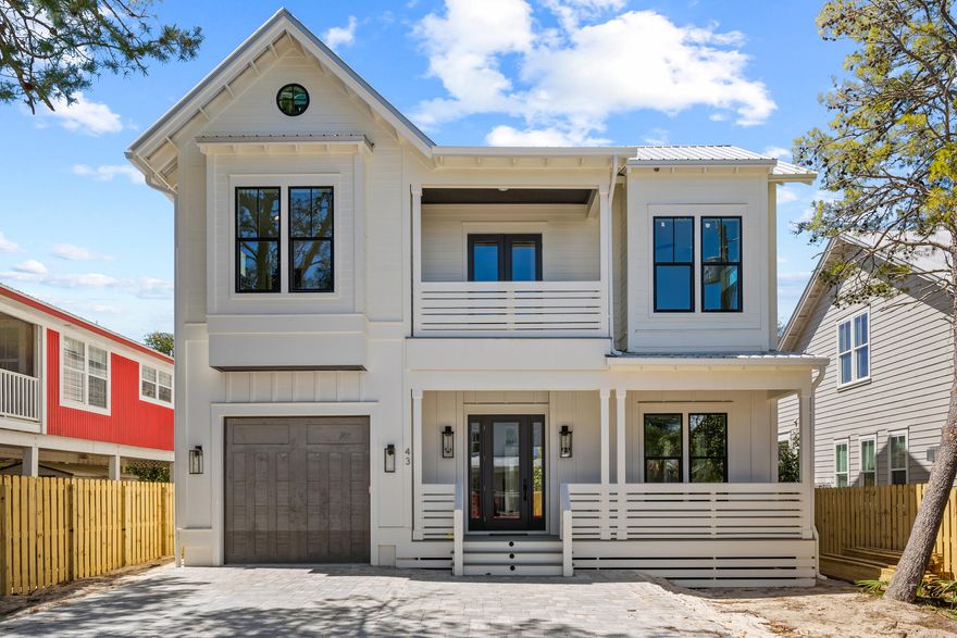 New Construction South of Hwy 30A in the unique area of Eastern Lake.  Home offers heated swimming  pool, , garage, 5 bedrooms, 4 1/2 baths.  When entering the home the quality and upgraded features are obvious. These include quartz countertops , ship lap interior walls , gourmet kitchen , plank flooring . The open floor plan with lots of natural light create the feeling that you are home. This home offers a master on the first floor and an additional master on the second floor.  The large decks are  great outdoor space along with ideal space for outdoor kitchen around heated pool area. The beach access to Walton County beach is a short stroll away, as well as Eastern Lake for paddle boarding or canoeing. .