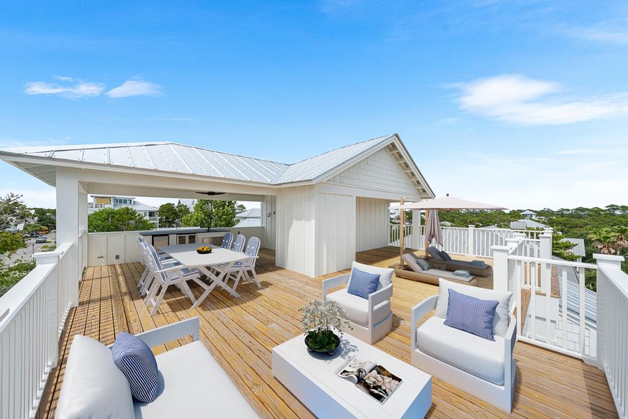 Located in the coveted Grande Pointe community of Inlet Beach, this striking new construction retreat delivers the ultimate in coastal luxury and thoughtful design with panoramic Gulf views and a private pool. Spanning 3,572 square feet across four thoughtfully designed levels, this home features 6 spacious bedrooms, 4 full baths, and 2 half baths--masterfully blending indoor comfort with outdoor indulgence for effortless beachside living and refined entertaining.Designed with function and style in mind, this residence includes two expansive living areas--ideal for multi-generational living or hosting guests with ease. The second-level, open-concept main living area features abundant natural light, coastal-inspired finishes, and seamless flow to the dining and kitchen areas, while the the third-level lounge provides a second gathering space with convenient access to wet bar amenities.

On the third floor, the primary suite offers a serene retreat with an ensuite bath, dual vanities, and generous closet space, while a second primary suite on level two has an ensuite with jack-and-jill access to another guest bedroom. Additional bedrooms are thoughtfully arranged throughout the home, and there's a dedicated home office on the ground floor for remote work or study.

Enjoy exceptional. Gulf views and year-round breezes from the spacious tower-level with covered and open-air deckspace, complete with a summer kitchen which is perfect for al fresco dining. The private pool and sundeck, also featuring a pool bath, offers your own backyard oasis, ideal for relaxing after a day at the beach or entertaining under the stars. Additional highlights include a breakfast bar on the third floor, covered porches and open balconies totaling over 1,100 sq ft of outdoor space, two-car garage plus additional driveway parking, and smartly placed laundry rooms for added convenience.

As a resident of Grande Pointe, you'll enjoy private access to Lake Powell, one of the area's rare coastal dune lakes, along with an amenity-rich community that includes a swimming pool, clubhouse, and dock for paddleboarding or kayaking. The neighborhood is ideally located near several public beach accesses, the natural beauty of Camp Helen State Park, and the boutiques and dining of 30Avenue. With easy access to Highway 98, the new pedestrian underpass to 30A, and nearby airports in Panama City Beach and Destin, this home is well suited for use as a primary residence, vacation retreat, or rental investment.