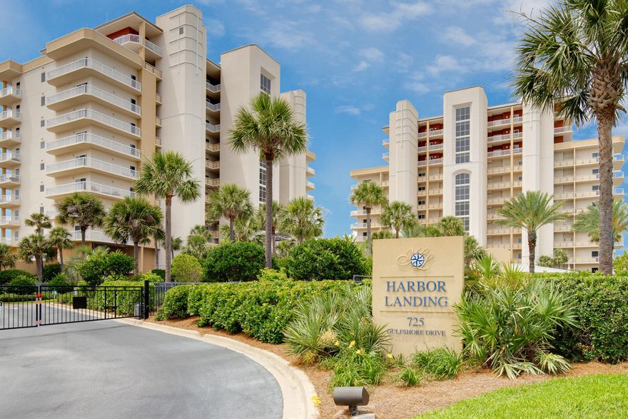 This Harbor Landing penthouse unit features panoramic views of the Destin Harbor and the Gulf of Mexico. Harbor Landing is the only building were the boating and beaching lifestyles meld together perfectly. This unit conveys with a 40ft boat slip with lift, two assigned garage parking spaces and two exterior storage units. From the privacy from your spacious, wrap around balcony of this fantastic unit you can view the fireworks in the harbor weekly during season and on the 4th of July you can see fireworks in the distance everywhere you look. This fabulous unit features an open floor plan with the dining area, living area with fireplace, and two master bedrooms all on the front of the unit with Harbor and Gulf Front views. A third bedroom features an on-suit and private balcony with gulf