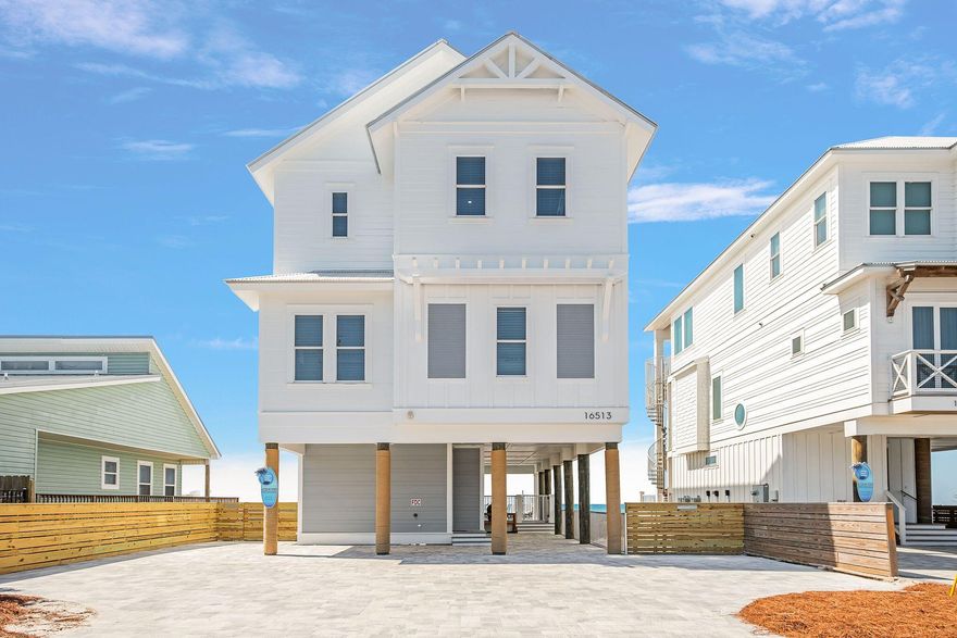 Brand New, just in time for the Season, Fully Furnished, Professionally Decorated and AlreadyBooked Solid with Holiday Beach Rentals.  This Beach House is within walking distance to Pier Park and just across the Street from Very Popular Dusty's Raw Bar.  The House sleeps 20 and is ready to go.  This Three Story, 6 Bedroom, 6 Full Bath home is built on a 50' x 124' Gulf Front lot with your own private Beach walkover, private pool and plenty of deck room on each floor.  The house features two master suites that are Gulf side.  ON RENTAL, SHOWING ON FLIP EACH SATURDAY