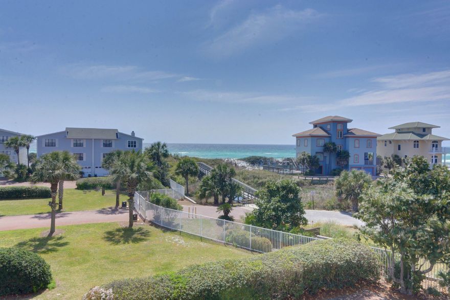 Seahaunts is a gated gulf front community with plenty of parking, lots of greenspace, low HOA fees, direct beach access and use of the large pool and hot tub next door at San Remo. This 3 bedroom, 2.5 bath townhome has great views of the gulf from two large balconies making the Salty Dawg ideal for rentals or a true second home. The ground floor is perfect for children or a separate family, with a large bedroom, and two full beds, full bath, and a separate sitting area/play room. The main level has the kitchen, comfortable living room, a half bath, full-size washer and dryer and balcony with great Gulf views. On the third floor is the master bedroom with king bed and another great balcony offering spectacular views of the Gulf, a bedroom with single over double bed and a full bath.