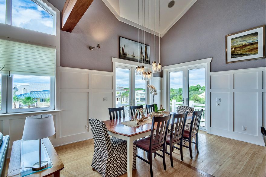 The outstanding construction quality and innovative design of Mimosa Mornings demonstrates why this premier property was awarded the 2009 APEX Builder industry Association Award for Best Design and Best New Construction. This exceptional one-of-a-kind beach home is spread over four levels with elevator access. It enjoys exceptional gulf views and community beach access within a stone's throw from its corner lot location. Features such as custom rondelle-shaped windows, ten-foot ceilings, ship-style bunk suite and table-height bar in the third floor gastro kitchen demonstrate why this home achieved such acclaim.