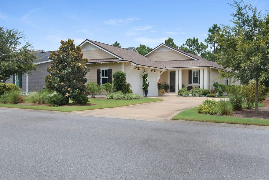 Well-maintained and move-in ready, this WaterSound Origins retreat offers single-story living overlooking a nearby pond. This home was built in 2017 and features an open floor plan, hardwood floors in the main living areas, bedrooms and closets, a fresh coat of paint, and a chef's kitchen with quartz counters, stainless steel appliances, and white cabinetry. A side entry garage offers additional storage space with built-in cabinetry, and each of the three bedrooms includes its own bathroom. Relax indoors, or enjoy a spacious screened-in porch that overlooks a large, private backyard. Residents of WaterSound Origins can take advantage of several community amenities, including a neighborhood pool, fitness center, tennis courts, pickleball and golf. Situated in the southernmost section of