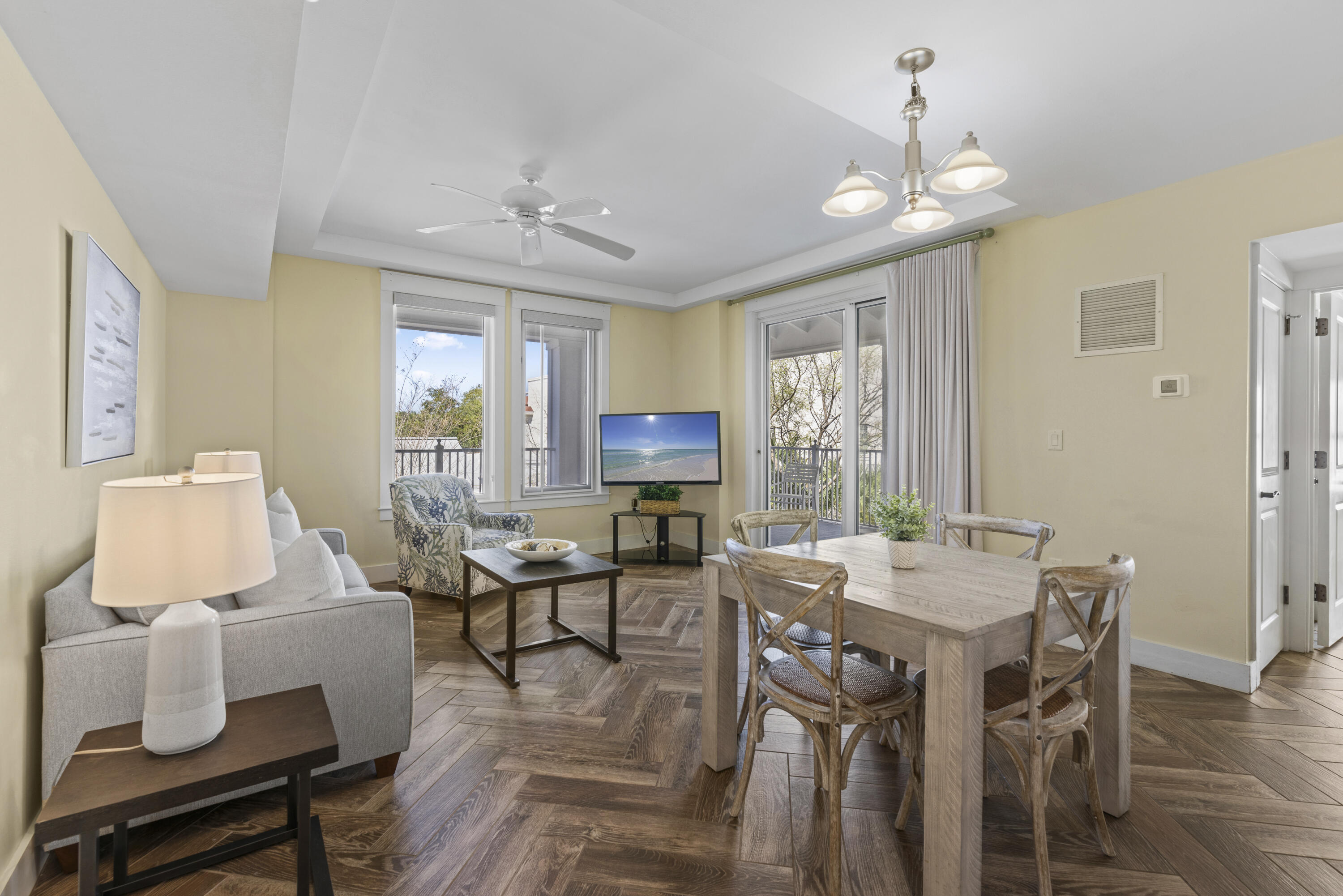 Incredible end unit located on the top floor of Pilot House at The Village of Baytowne Wharf! This 2-bedroom ''lock-out'' condo offers the ultimate flexibility for maximizing rental income. With the ability to rent as a studio, a 1-bedroom, or a full 2-bedroom unit, it provides versatile options for both personal use & investment potential. The prime location on the top floor means higher ceilings, added privacy, and an expansive wraparound balcony overlooking the Gateway amenities terrace where you'll enjoy beautiful views of the sparkling resort-style pool. The condo features tile flooring throughout, making it both stylish & easy to maintain in a beachside setting. The 1-bedroom side includes a queen bed, sleeper sofa, full kitchen, stacked washer/dryer, and access to the large balcony. The studio side features a king bed, loveseat, full bath, and small kitchenette equipped with a mini fridge, microwave, and coffee maker. Both units have separate HVAC systems and water heaters, ensuring comfort & efficiency. Additional storage includes a dedicated owner's storage closet inside the unit and a garage storage locker for beach gear and personal items.
Owners have access to resort-style amenities including a pool, hot tub, wading pool, BBQ grills, and a fitness center, along with exclusive entry to the Founders Club. The condo is just steps away from Baytowne Wharf's fine dining, retail shops, live entertainment, and seasonal events, making it an ideal location for both relaxation & excitement. Getting to Sandestin's beach is quick & convenient via car, golf cart, bike, or tram. A dedicated underpass allows safe travel between the bay & beach sides of the resort via bike or golf cart without having to cross Highway 98. The Beach House Restaurant offers gulf front dining or enjoy a relaxing afternoon at Serenity Spa. Take in a vibrant sunset at Baytowne Marina, a round of golf, tennis, or pickleball- the resort offers endless entertainment options! Beyond the resort, Grand Boulevard Towne Center is easily accessible without leaving the community and offers a Publix grocery store, an AMC Theater, and a variety of restaurants & shops. Located just behind Pilot House, the luxurious Hotel Effie features Ovide Restaurant, Ara Rooftop Pool & Lounge, and a spa. Whether you are sunbathing on the beach, refining your golf swing, indulging in retail therapy, or enjoying the gulf breeze while on a bike ride, you will find that time slows down here. Discover the extraordinary beauty of the Emerald Coast with this amazing opportunity to own in Sandestin Golf & Beach Resort at a fantastic value!