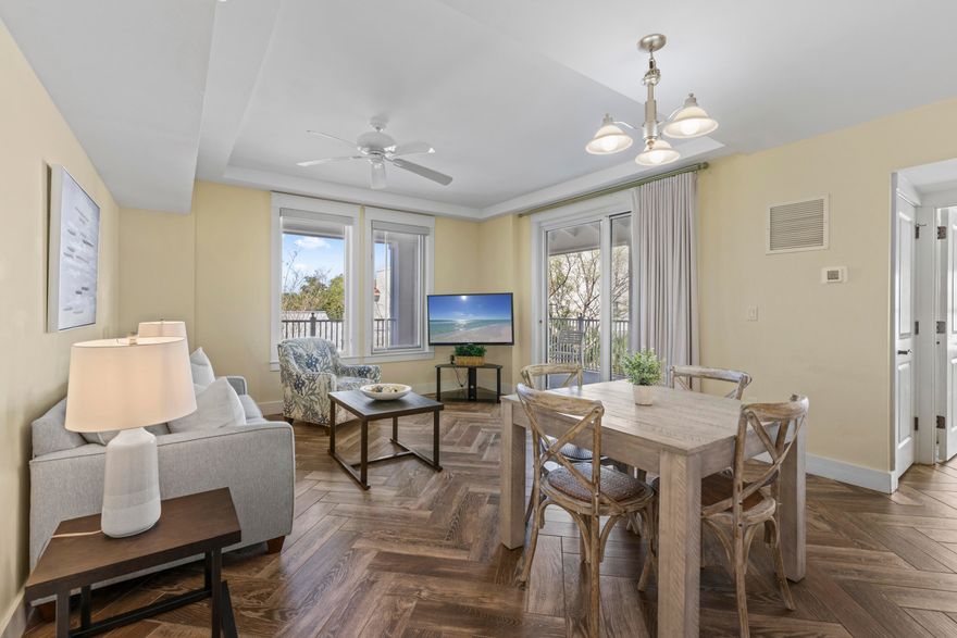 Incredible end unit located on the top floor of Pilot House at The Village of Baytowne Wharf! This 2-bedroom ''lock-out'' condo offers the ultimate flexibility for maximizing rental income. With the ability to rent as a studio, a 1-bedroom, or a full 2-bedroom unit, it provides versatile options for both personal use & investment potential. The prime location on the top floor means higher ceilings, added privacy, and an expansive wraparound balcony overlooking the Gateway amenities terrace where you'll enjoy beautiful views of the sparkling resort-style pool. The condo features tile flooring throughout, making it both stylish & easy to maintain in a beachside setting. The 1-bedroom side includes a queen bed, sleeper sofa, full kitchen, stacked washer/dryer, and access to the large balcony. The studio side features a king bed, loveseat, full bath, and small kitchenette equipped with a mini fridge, microwave, and coffee maker. Both units have separate HVAC systems and water heaters, ensuring comfort & efficiency. Additional storage includes a dedicated owner's storage closet inside the unit and a garage storage locker for beach gear and personal items. 

Owners have access to resort-style amenities including a pool, hot tub, wading pool, BBQ grills, and a fitness center, along with exclusive entry to the Founders Club. The condo is just steps away from Baytowne Wharf's fine dining, retail shops, live entertainment, and seasonal events, making it an ideal location for both relaxation & excitement. Getting to Sandestin's beach is quick & convenient via car, golf cart, bike, or tram. A dedicated underpass allows safe travel between the bay & beach sides of the resort via bike or golf cart without having to cross Highway 98. The Beach House Restaurant offers gulf front dining or enjoy a relaxing afternoon at Serenity Spa. Take in a vibrant sunset at Baytowne Marina, a round of golf, tennis, or pickleball- the resort offers endless entertainment options! Beyond the resort, Grand Boulevard Towne Center is easily accessible without leaving the community and offers a Publix grocery store, an AMC Theater, and a variety of restaurants & shops. Located just behind Pilot House, the luxurious Hotel Effie features Ovide Restaurant, Ara Rooftop Pool & Lounge, and a spa. Whether you are sunbathing on the beach, refining your golf swing, indulging in retail therapy, or enjoying the gulf breeze while on a bike ride, you will find that time slows down here. Discover the extraordinary beauty of the Emerald Coast with this amazing opportunity to own in Sandestin Golf & Beach Resort at a fantastic value!