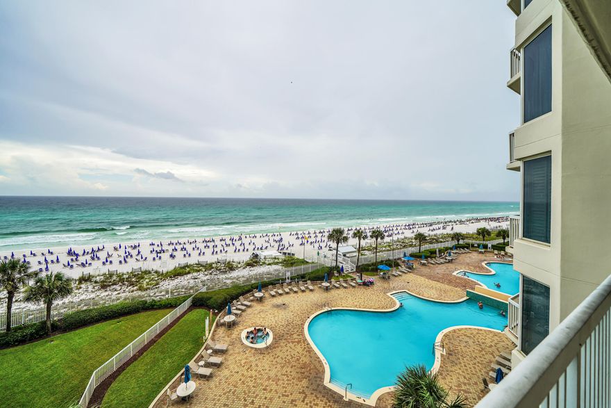 Stunning Gulf views with potential rental income of $140,000/year.  This 3 bedrooms 3 baths unit located in the Silver Beach Towers offers spacious open floor plan, high ceilings, crown molding, travetine tile in the living, dinning area and kitchen,and comes with deeded covered parking space. Master bathroom features double sink vanities, granite counter top and floor tile. Master Bedroom provides balcony access and floor to ceiling windows for amazing Gulf views! Kitchen is fully equipped and offers stainless steel appliances and beautiful granite counter tops. Unit comes fully furnished and ready for rental with $ 69,000 in bookings from June 27 till December that will be transferred to the new owner. 
This unit has  storage  cage at the garage level and paid beach service till the end of the season. Resort amenities include 600 feet of beach access, two community pools (one heated) with 2 hot tubs, tennis courts and BBQ area .Great location in the heart of Destin within minutes of world-class shopping, dining, and attractions.
Buyer to verify all pertinent information including sf footage and fees.