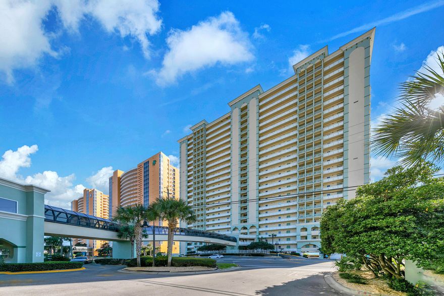 *MOTIVATED SELLER!* 4th floor units are rarely available! Rental ready gulf front unit with 1bd/2bth/bunks in the gorgeous Celadon Resort! Located on the WEST END of Panama City Beach, offering the best of both worlds - Away from high traffic areas, while still only minutes to restaurants, shopping, entertainment, and the beautiful 30A corridor. One mile from the newly opened Maguire's restaurant & pub. This luxury resort is arguably one best kept resorts in Panama City Beach, with many amenities to enjoy, including INDOOR POOL, HEATED BEACHFRONT POOL, 2 HOT TUBS, FITNESS center, TENNIS courts and GAME room. Upon arrival, you will find convenient and easily accessible parking in the spacious four story parking garage, which is connected to the lobby by the newly renovated CLIMATE CONTROLLED ENCLOSED WALKOVER. Building was painted in 2020, and NEW HIGH SPEED ELEVATORS were installed in 2022! Walkways were cleaned and refinished in 2024. This world-class resort provides the perfect vacation getaway for you to enjoy the world's most beautiful beaches in luxury! Call your favorite realtor today, and come visit this piece of paradise! All information is approximate and should be verified by buyer if important.