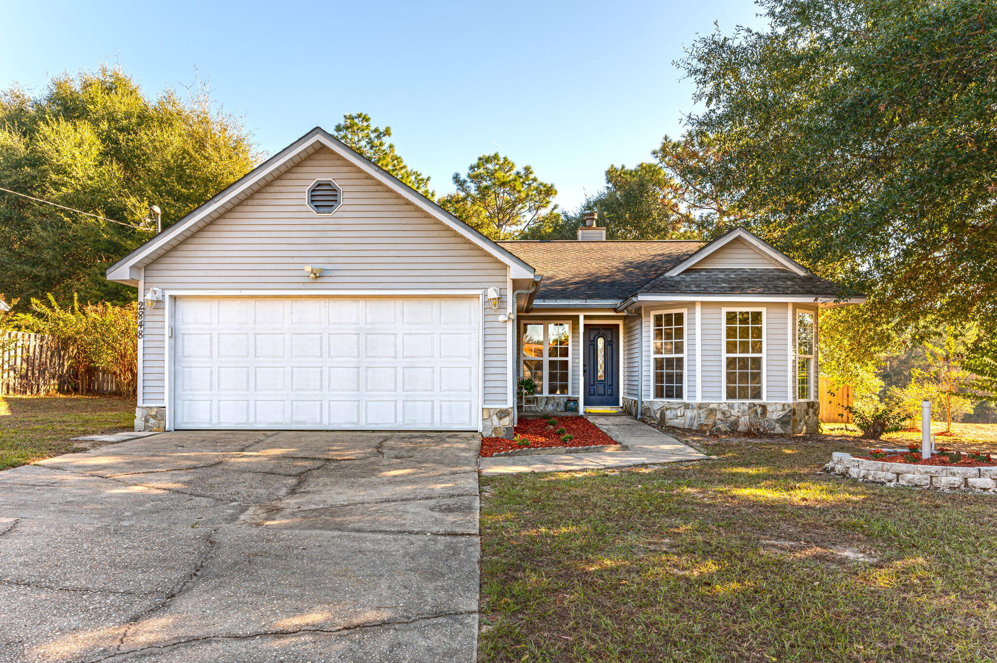 LOCATION! South of I10 in Crestview and convenient to the amenities of town, with a short commute to area bases. Seller will install NEW roof with acceptable offer! Pertinent dates for major systems: windows replaced 2013, 40 gal water heater 2021, AC replaced 2013. NO carpet! Gorgeous galley kitchen with granite countertops and tiled backsplash. Additional upgrades include new dishwasher, tile in the wet areas, and new metal automatic garage door with dual lights.  New metal automatic garage door with dual lights. 12'x16' yard building with electricity. A lot to love about this home and a great location and price! Schedule your showing today.
