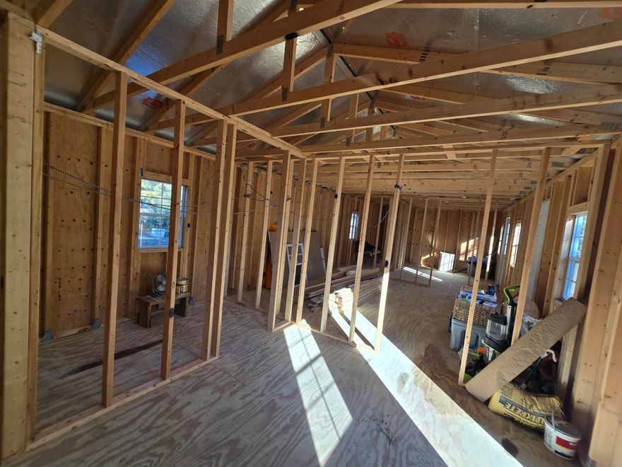 Discover the potential of this Unfinished home, paired with a utility connected RV!!! The interior has been framed for two bedrooms, each with its own private bathroom, and separate exterior access doors, ideal for rental potential or guests suites. The main portion of the home is designed for an open living/dining/kitchen social area, all rooms framed, ready for a new owner to complete it into a cozy and functional space. The onsite RV, is already connected to utilities, providing a convenient opportunity for anyone seeking to live on the property while completing the home! Highly accessible area, under 2 miles to US-90! Under 8 miles from I-10. Quick commute to downtown DeFuniak Springs, military bases, and our fluffy Destin/Miramar beaches.