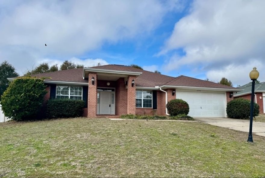 This 4-bedroom, 3-bathroom home is ready for new owners!  The master bedroom boasts 2 separate bathrooms, one with a jetted tub and the other with a shower.  Each bathroom in the master has its own closet.  There is a separate office at the front of the home.  The bedrooms, office, and living room have carpet and the bathrooms, laundry room, and kitchen have tile.  The backyard is completely fenced with a beautiful white vinyl fence and has a screened in Florida room.  There is a sprinkler system for the yard.  Home is being sold AS IS.