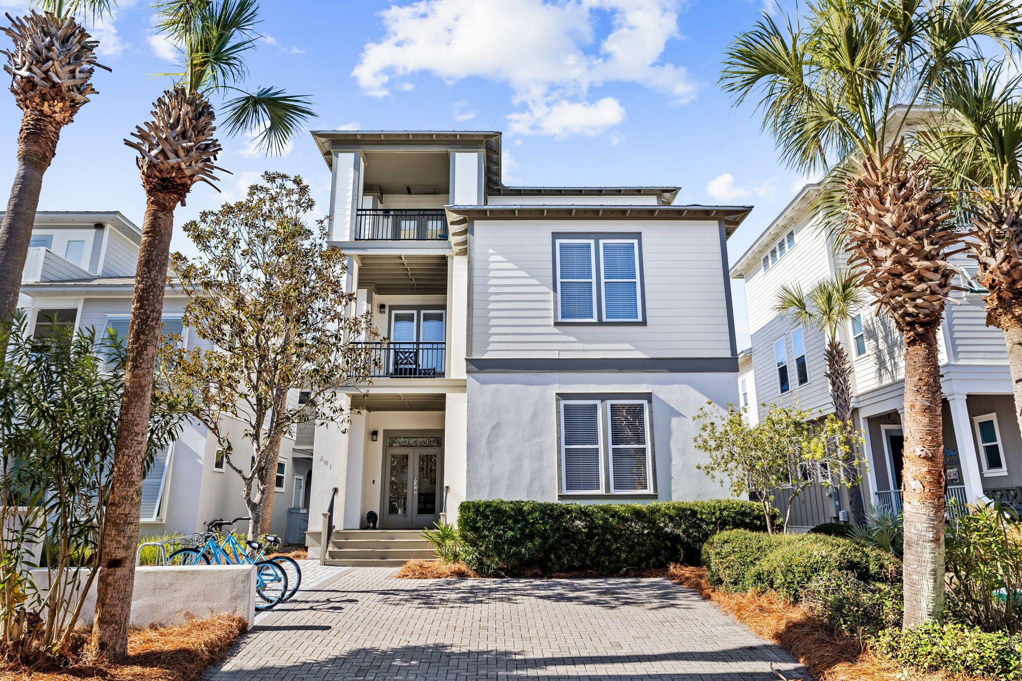 Nestled within an exclusive waterfront community on the sought-after eastern stretch of 30A, this stunning three-story home is perfectly positioned between the world-renowned Alys Beach and Rosemary Beach. Designed to accommodate large families with ease, the home offers 4 bedrooms and 4 bathrooms, providing ample living space while also boasting consistent strong rental income potential.Built to impress, this home features hardwood floors throughout, custom cabinetry, and chef-grade appliances. Recent renovations include new pool decking, a new pool heater, fresh interior and exterior paint, updated bunkroom, and new furnishings, all thoughtfully completed to elevate comfort and style. The third floor is an entertainer's dream, complete with a wet bar and swing, creating the perfect space for hosting gatherings or enjoying breathtaking sunset views.

Step outside to your private courtyard oasis, where a sparkling pool invites relaxation and leisure. From here, walk right out of your back gate and you're just steps from private deeded beach access. The home also boasts a large laundry room, ideal for both family living and vacation rental needs.

Living here means embracing the coveted 30A lifestyle, a harmonious blend of luxury, relaxation, and community. From the charm of nearby boutique shopping and dining to endless outdoor adventures like biking along scenic coastal trails or paddleboarding on emerald waters, every day feels like a getaway. Whether you're seeking a serene retreat or an investment in paradise, this home captures the essence of 30A living at its finest.