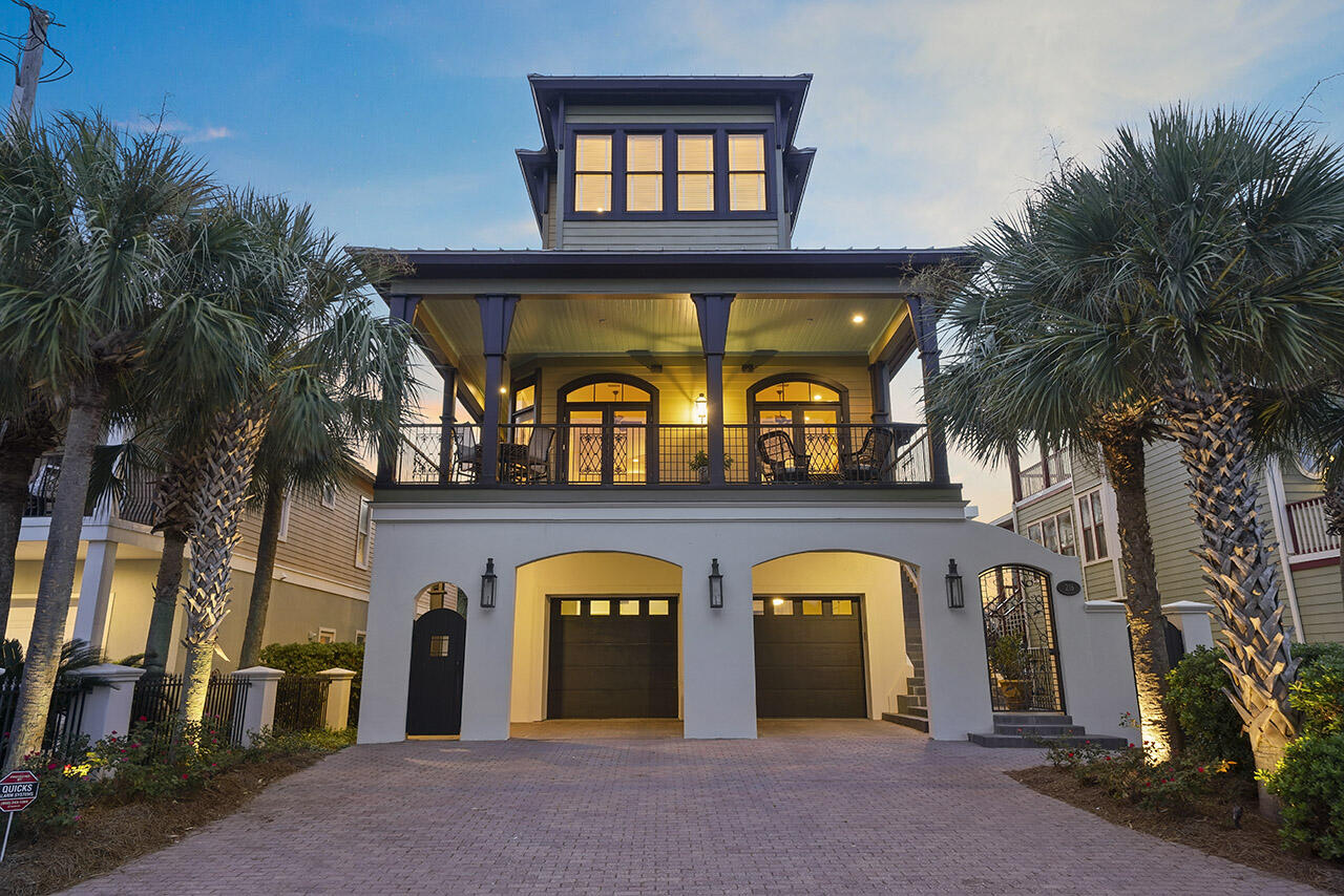 This luxury beach home in the heart of Miramar Beach is set to accommodate up to 18 guests. The 1st level offers 3 bedrooms and 2 bathrooms along with an entertainment area and wet bar. The generously proportioned 2nd level flows effortlessly from the open-plan living space to the 372ft of covered balcony from which you can admire the views of the Gulf. The gourmet kitchen awaits you with the latest in appliances, granite countertops and gas stove. A private Master Suite greets you on the 3rd level that offers a seating area, spacious master closet, walk-in shower and spa. Each level is accessible by stairs or elevator. With its New Orleans style feel, and only moments to shops and eateries this home provides all the elements for relaxing comfortably and easy-care living.