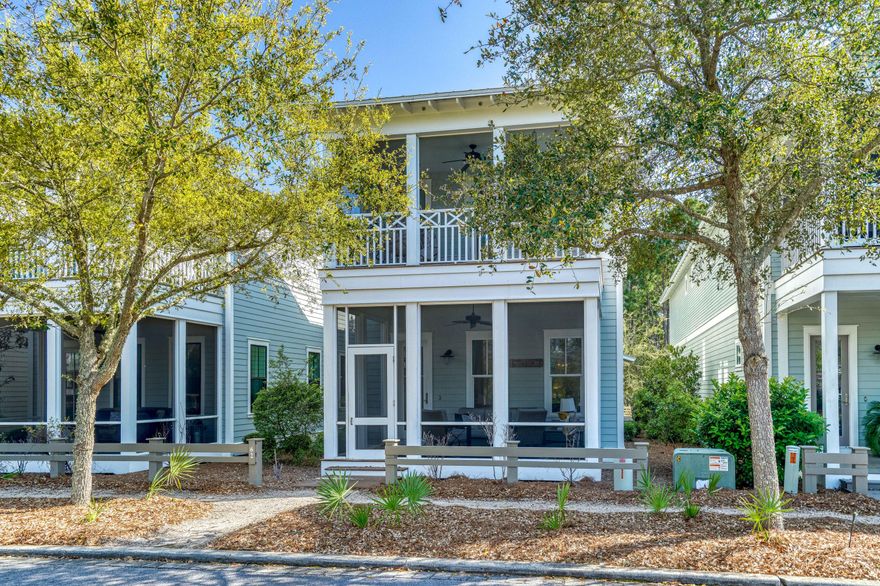 Beautiful Watercolor home with prime location! Features include 2 spacious master suites; one on the first floor and one on the second with private porch. This home boasts stunning wire brush oak floors throughout, V-Groove wood walls, 10ft ceilings on the first floor, abundant windows and light fixtures, ample porch space, and a Gourmet kitchen with Caesar-stone countertops, gas range, farmhouse sink, and bar area with wine refrigerator. The second floor offers a media room with vaulted ceilings and built in bookcases, 2 additional spacious bedrooms and a bunk room. Other features include an attached garage, whole home security system, water filtration system, outdoor shower, and plenty of owner storage space. Currently not on a vacation rental program but has strong rental projections.