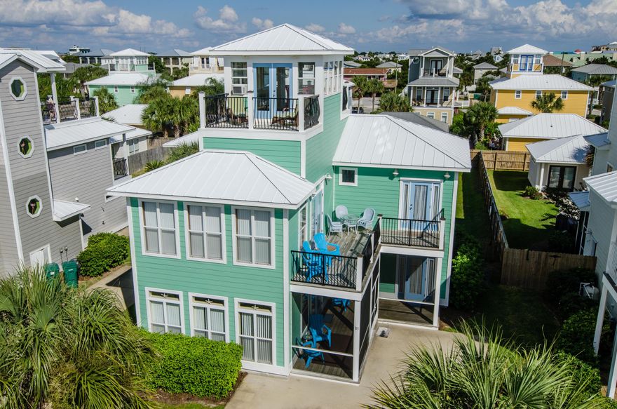 Renovations have just been completed to include a brand new modern coastal kitchen and the addition of a 6th bedroom and bathroom in the guest house! Crystal Mark exemplifies coastal architecture with a light filled living space, balconies on every level and a classic white picket fence. The private, heated pool is situated within the fenced backyard. There is a built in gas grill for outdoor cookouts. This home is setup to maximize rental potential with 5 King master suites, plus a bunk room with its own bathroom off the hallway. The location is steps from the beach access and over 70 stores and restaurants all within a mile. The all new 5 star spa and resort at Henderson is now open and just 2 blocks away. The full service management team is already in place. Sold fully furnished.