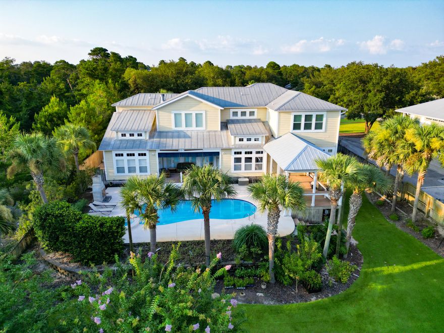 Beautiful 7 bed 5 bath home with 100' of protected deep water Indian Bayou. 12k lb covered boat lift plus dock space for up to a 50' boat and a private beach for the kids to play in the sand.First floor master with newly remodeled master bath and french doors to the pool. Large eat-in gourmet kitchen and large dining room with built in's. 2 separate back patios overlooking the pool and the bayou. Reclaimed hardwood floors, gas fireplace, 10' ceilings and exposed beams are just a few of the charming features of this home. Heated pool with hot-tub, full bath with teak floor shower and pool entrance.Second driveway for boat/RV parking, 3 car oversized garage. Whole home generator, unlimited on-demand hot water and best of all, No HOA!Pending with kick-out. Still accepting offers.