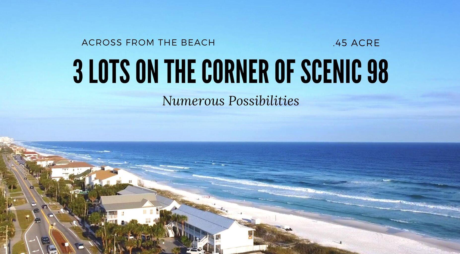 RARE OPPORTUNITY! With no other lots in Crystal Beach, these contiguous lots are just across from the dazzling white sugar sands of the Emerald Coast and the Gulf of America. Offering unobstructed views of the turquoise waters and sugar-white shoreline, each parcel presents the perfect setting to build a dream beach home. Together, they offer the rare chance to create up to three residences ideal for private homes, vacation rentals, or resale. With the gulf breeze, breathtaking sunsets, and the gentle sound of the waves just a few yards away, this property combines natural beauty with strong investment potential and are protected by the Bert Harris Act.