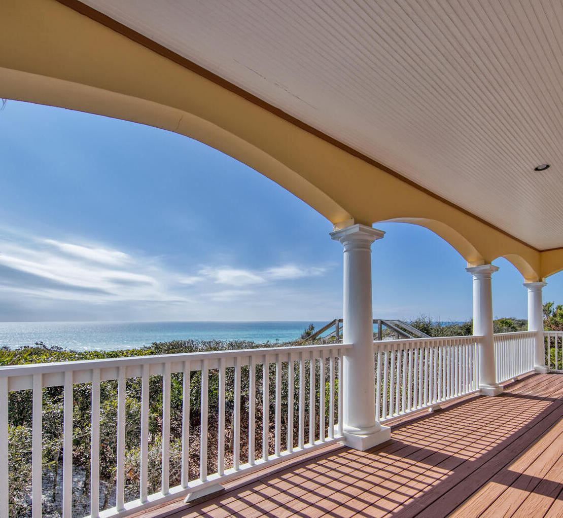 This is a rare find, gulf-front home in the private, gated, Old Florida Beach subdivision - don't miss your opportunity to own in an ideal location on 30A!  So much potential, first floor features spacious one bedroom in-law suite with full kitchen, perfect for multi-generational living.  The open concept kitchen/living/dining area on the second floor has soaring wood ceilings and panoramic views of the Gulf of Mexico and Draper Lake outflow.  Third floor includes master suite and sitting area with amazing gulf views of sunrise, sunset and everything in between.  Old Florida Beach amenities include community pool, three deeded beach accesses, and dock on Draper Lake.  Square footage and dimensions are estimated, Buyer is responsible for verifying.