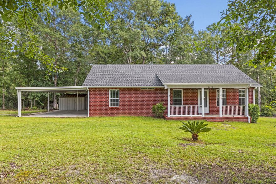 Super cute BRICK ranch on over 1.3 acres with Kumquat trees, blueberry bushes and grape vines.  Close to Florida National Guard, Camp James Rudder and Pierce Field.  In addition, there is a huge workshop that can fit an RV and small greenhouse.  New roof and new water heater along with a central vacuum round-out this awesome property.  Bring your animals, plant a garden, enjoy the peaceful screened in back porch for entertaining or just relaxing with a book.  This property is perfect for a family or roommate plan. No HOA! Please see it first before its gone!