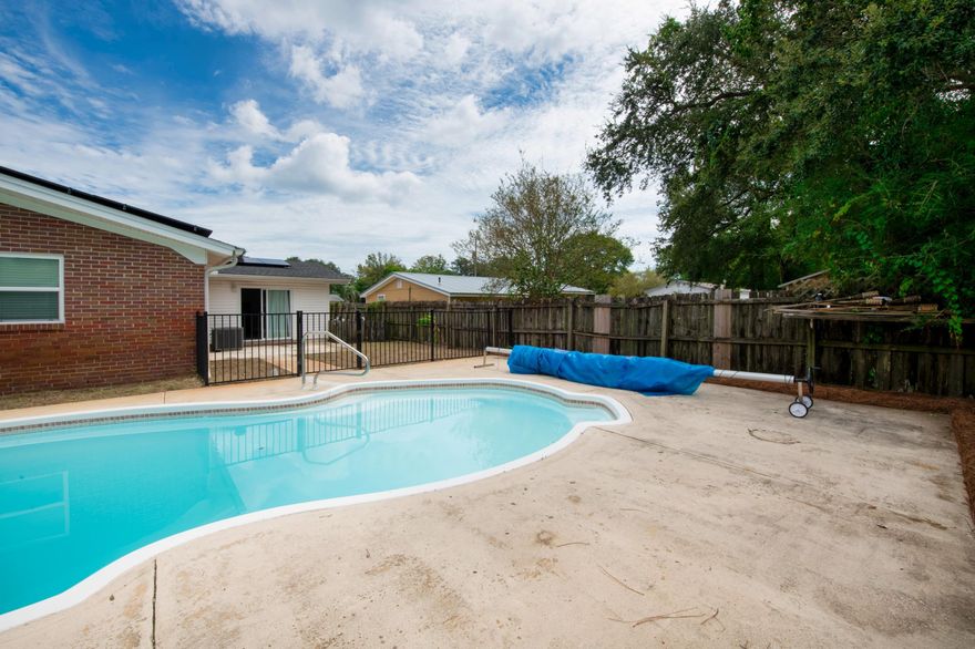 Newly renovated home located conveniently near schools, shopping, and Military bases. The property is located on a spacious corner lot with in-ground salt water pool. Home features new roof, solar panels, and HVAC system. Inside you will see newly renovated bathrooms and kitchen with new countertops, cabinets, and stainless steel appliances. Throughout the home you will see new Luxury Vinyl Plank Flooring.