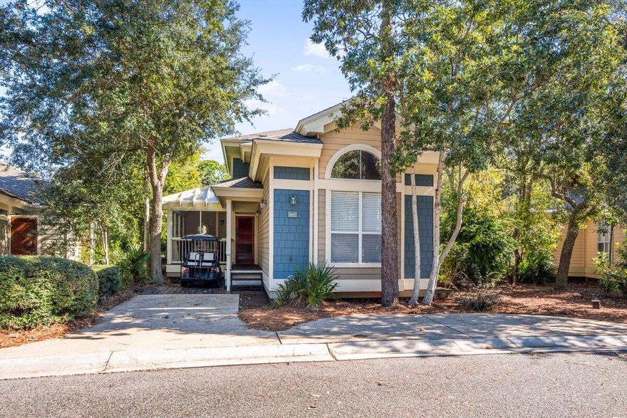 Serene lake views and resort amenities come together in this tastefully updated and well-maintained cottage situated behind the gates of Sandestin Golf and Beach Resort. This three-bed, three-bath home lives larger than its nearly 2,000 square feet of living space, thanks to a heated and cooled lanai that offers water views. Being sold furnished with an included golf cart, this home features a neutral color scheme, open floor plan and recent updates including a new roof, new A/C units, new windows, new exterior paint and staining, and new gutters. The spacious and airy living room flows into a kitchen with granite countertops and stainless steel appliances. Nearby, enjoy the open lanai with abundant windows through which you can take in the lake views. This home lives as if it has two owner's suites, each with its own updated bath complete with granite and new fixtures. Views of the lake can be enjoyed from the owner's suite upstairs. A screened porch offers a cozy spot for enjoying a cup of coffee, and two parking pads provide ample room for vehicles. Throughout the home, you'll find gracious storage and mixed flooring of both carpet and hard surfaces. Positioned in close proximity to the new aquatic center, tennis courts, marina and Village at Baytowne Wharf, this resort retreat is perfect for primary living or a vacation rental in a desirable neighborhood.