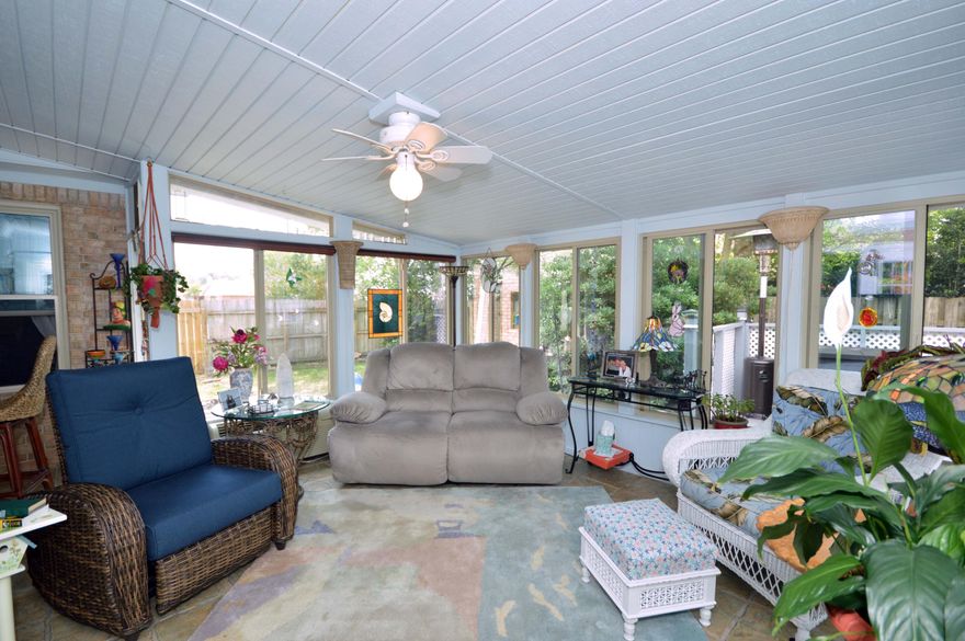 Custom Built brick home in East Navarre with lots of extras; Large Open Kitchen with lots of cabinets and storage space, granite countertops and breakfast bar; Dining area has wainscoting panels and chair rail; Hallway from office flows into your tiled glassed/ screened, heated and cooled Sunroom for relaxation and privacy, and room for Tiki Bar! Outside Sunroom is Large Deck for more quiet relaxation; Living room has vaulted ceiling and tiled fireplace with beautiful stained wood mantel. The bonus room/office has two skylights, so there's lots of natural light for a work room, office or hobby room! Master Bedroom has cathedral ceilings and master suite has double vanities and Large garden tub and shower! Hurricane shutters, New Roof and HVAC 2018, 2018 Refrigerator, Dishwasher,