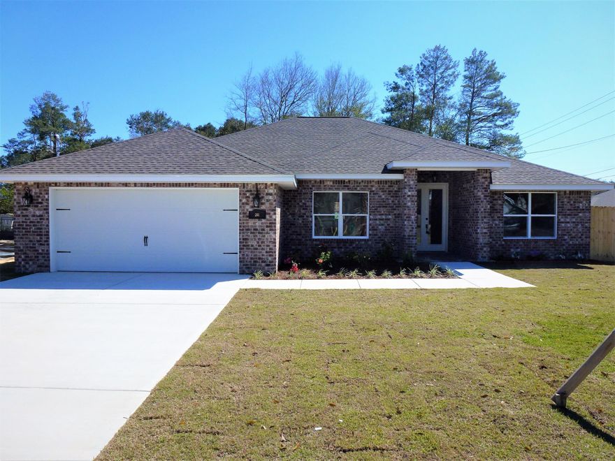 Be sure to view spectacular ''3D VIRTUAL TOUR'' of this BEAUTIFUL CORNER LOT,BRAND NEW, ALL BRICK,4 BEDROOM,3 FULL BATH,SPLIT FLOOR PLAN HOME. GREAT LOCATION IN FORT WALTON BEACH ONLY MINUTES AWAY FROM SHOPPING, MILITARY BASES, AND OUR SANDY BEACHES. THIS HOME FEATURES 10' FT CEILING, WITH LIVING ROOM BOASTING A TREY CEILING WITH RECESSED LIGHTING.UPGRADED KITCHEN APPLIANCE PACKAGE,CUSTOM BUILT CABINETS WITH GRANITE COUNTER TOPS.10'FT BREAKFAST BAR ADDS SPECIAL TOUCH OFF SETTING DINING AREA/BREAKFAST NOOK AND KITCHEN. NICE SIZED BEDROOMS WITH ONE PERFECT FOR MOTHER-IN-LAW/GUEST SUITE THAT HAS FULL BATH. TREY CEILING MASTER BEDROOM BATH HAS OVER SIZED CUSTOM BUILT SHOWER. FRENCH ENTRY DOOR,CEILING FANS THRU OUT. EXTENDED
DRIVEWAY WITH 2 CAR GARAGE W/GARAGE DOOR OPENER.COVERED PATIO, PRIVACY FENCED BACKYARD WITH LAWN PUMP, AND  SPRINKLER SYSTEM. SELLER WILL ASSIST WITH CLOSING COST! YES,THIS ONE IS WORTH SEEING, WORTH OWNING!!!!  YOU WON'T BE DISAPPOINTED.