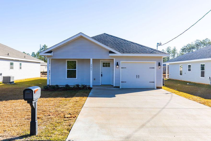 'Welcome to this new construction home (2023) awaiting its first owner!' This 3 bed 2 bath home comes with LVP floors throughout the whole home, granite countertops and white shaker soft close cabinets. This well thought out plan features over 1373 square feet and a 1 car garage. The large covered porch welcomes you home. Upon entering the home from the spacious foyer, the two guest bedrooms are conveniently located at the front of the house along with laundry room and full bath. Just beyond the foyer is the open kitchen which overlooks the dining area and spacious family room. The kitchen features granite countertops and makes the perfect space for family gatherings.