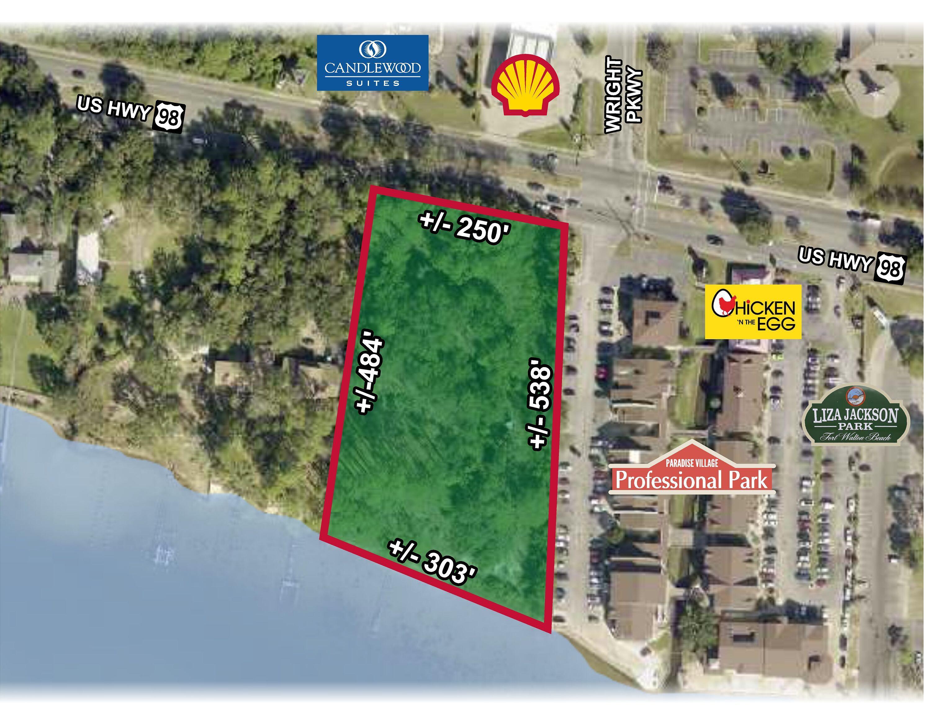 This 3.2 Acres Deep waterfront property on the sound is located in between FWB and City Of Mary Esther.. It is ID Parceled in two available lots but is subdivide in three lots . is Zone MU and can also be used as C-1 & C-2 uses being on an arterial roadway.....300 + ft of Waterfront 250'' of Hwy frontage Platted into 3 WF lots