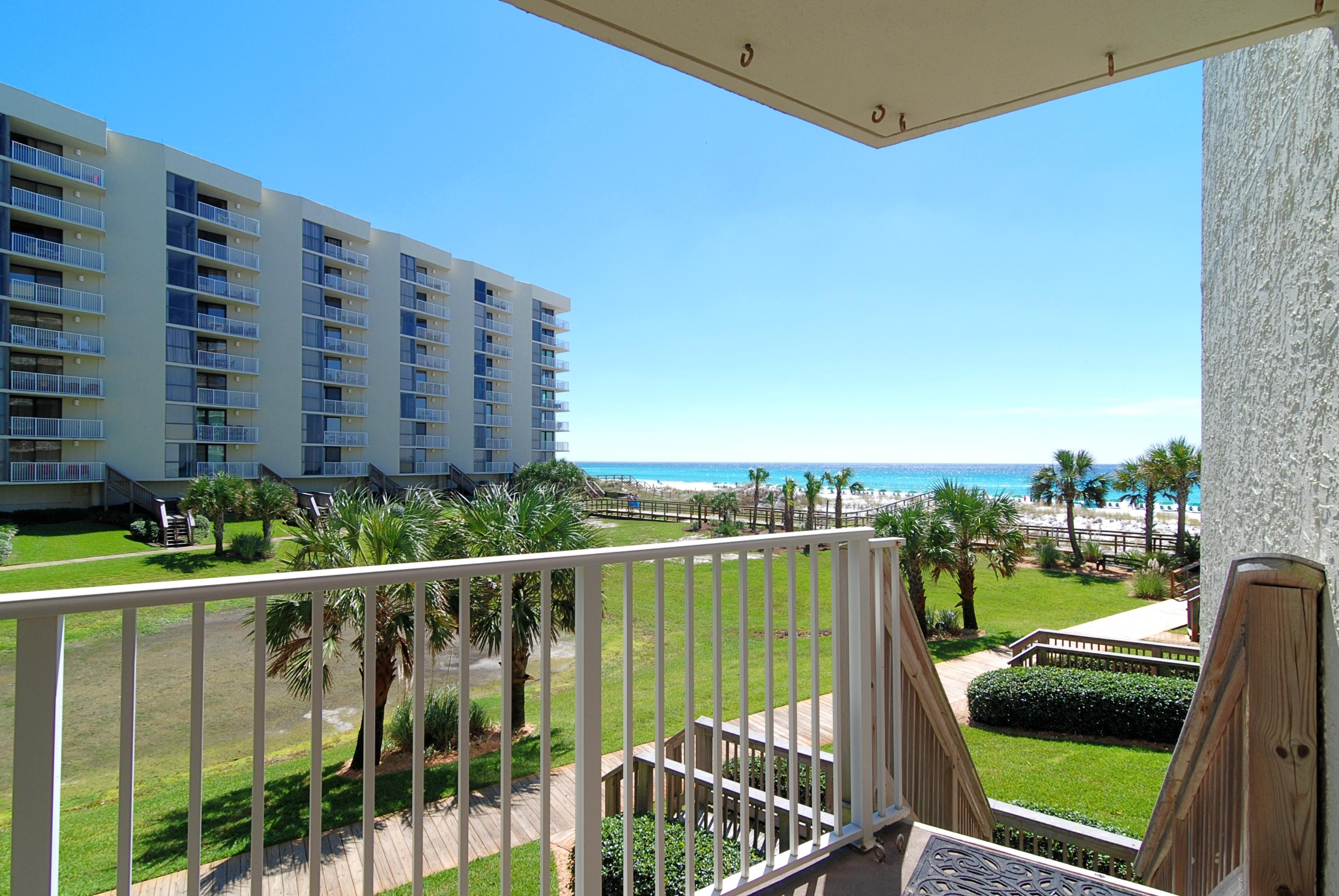 Gorgeous views of the gulf & beach from this fully furnished, 2 bedroom, 2 bath, first floor condo. This condo features a gated, private stairway down the boardwalk & beach from the balcony. Other features include custom drapes, new LG stainless appliances, wet bar with icemaker, hurricane screens, & floor to ceiling windows in the living area. Never been rented this is a great opportunity to purchase this condo as second vacation home, or primary residence. Mainsail Amenities include 700 feet of beach, 2 pools (1 heated), splash pad, tennis courts, exercise room, shuffleboard, BBQ area, separate storage area, covered parking and 24 hour gated entry with courtesy patrol. Close to restaurants, shopping, & golfing. See you at the beach!!!