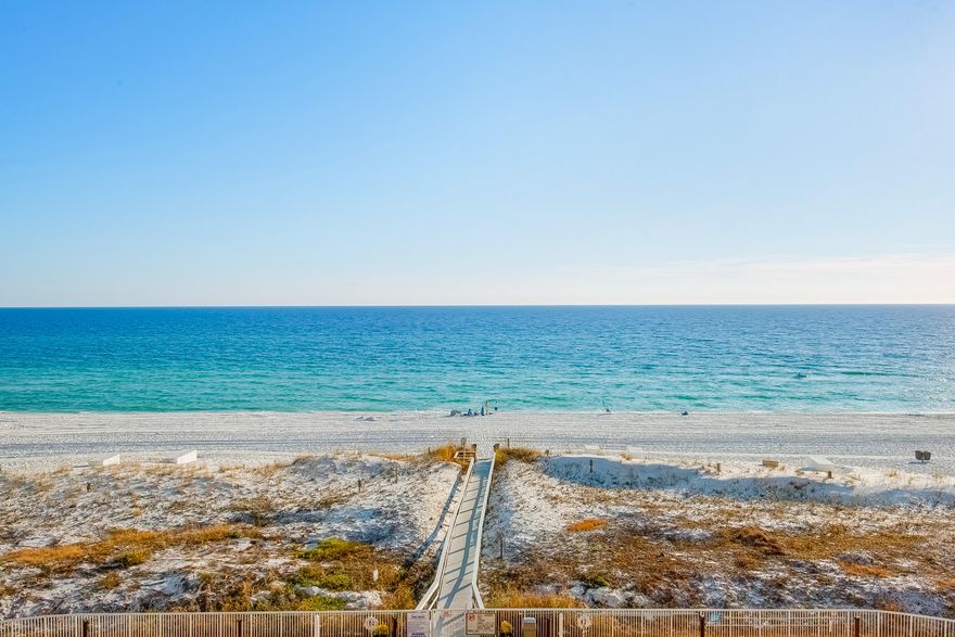 This 2-bedroom +bunk room condo is located Gulf-front on the 5th floor.  It is beautifully furnished with white, grey & baby blues and is tastefully appointed.  It has recently been painted.  The open floorplan has gulf views from living/dining area, & kitchen.  It is tiled throughout & has 9-foot ceilings. The kitchen breakfast bar & dining area can accommodate 10.  The master ensuite is Gulf-front with access to a large terrace. The ensuite has a walk-in closet, dual sinks & large separate shower. The  guest room has 2 queen beds.  The bath has a single cultured marble sink and shower-tub combo.  Summer Place is intimate in size with only 53 units, has 2 pools, 1 heated, grilling area & fitness center.  Okaloosa Island is a 3 mile stretch & a quite sanctuary compared to most area beache