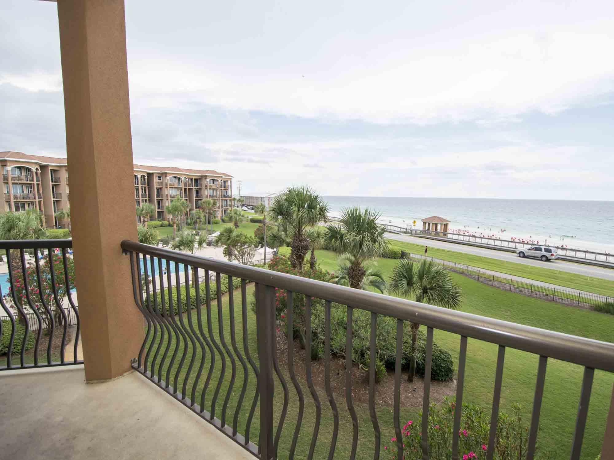 Rare find in Mediterranea with Gulf front views over your own private beach. Enjoy 3 private balconies and a beautiful gourmet kitchen featuring granite counters. The Gulf front master suite features a double vanity, whirlpool tub and separate shower. Partake in all the. resort style amenities Mediterranea has to offer you and your guests, including nearly 500 feet of gated beachfront, private beachfront observation gazebo, fully-furnished 3,000 square foot community room with full kitchen and terrace overlooking the Gulf, fitness center, tennis court and nearly 3,000 square foot heated pool and spa surrounded by the 7,000 square foot pool deck and lush landscaped grounds. Conveys with deeded covered parking space and covered storage area for your beach toys.